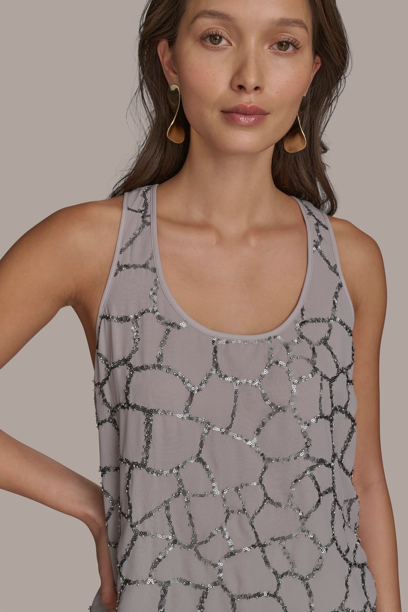 CLAY SHELL WITH SEQUIN DETAIL Donna Karan