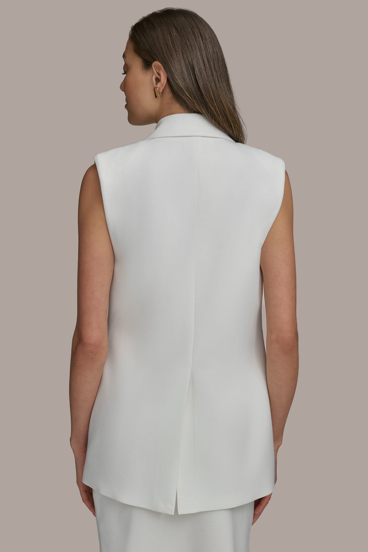 CREAM BUTTON VEST WITH POCKET DETAIL Donna Karan