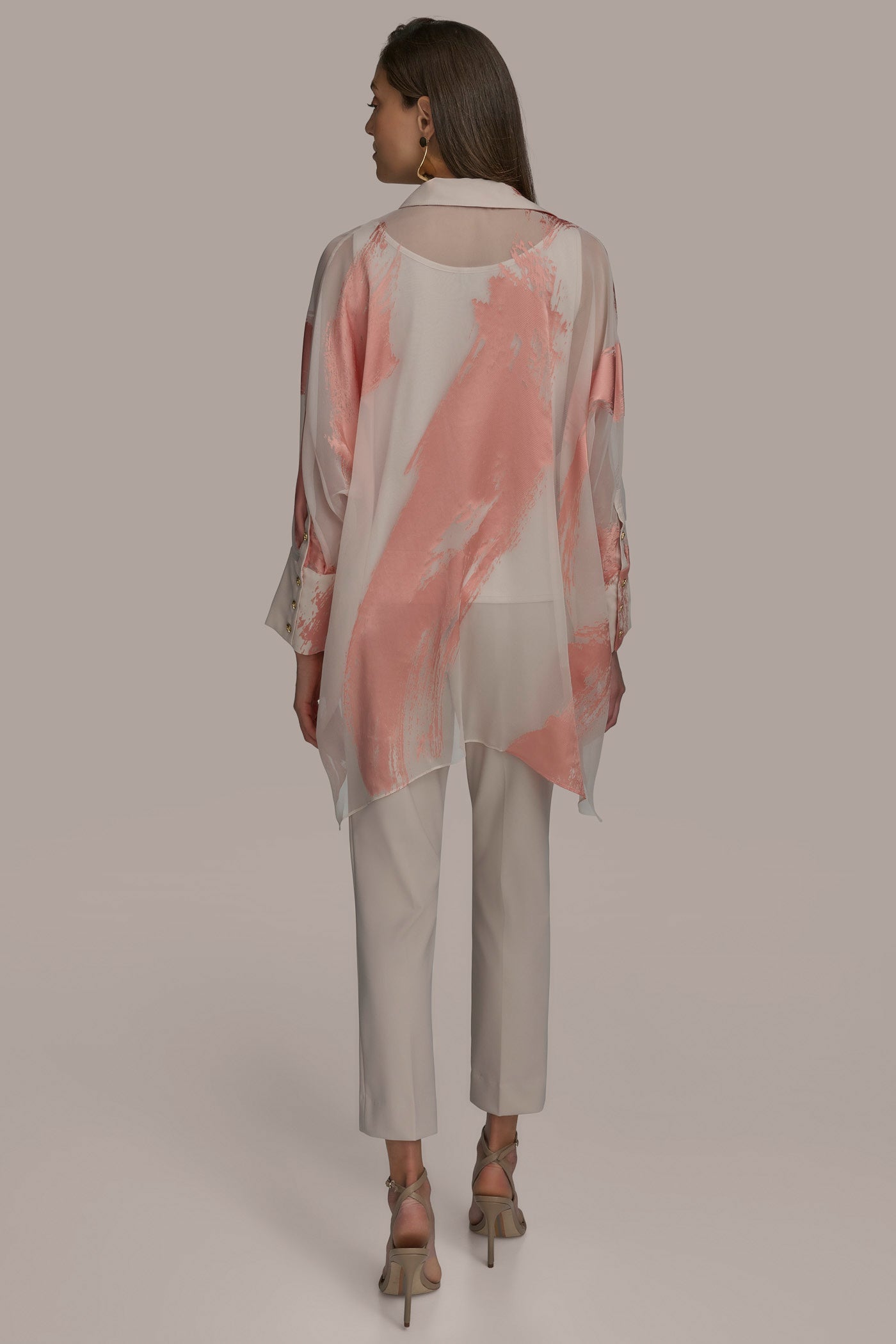 APRICOT COMBO BRUSHSTROKE BURNOUT TOP Donna Karan