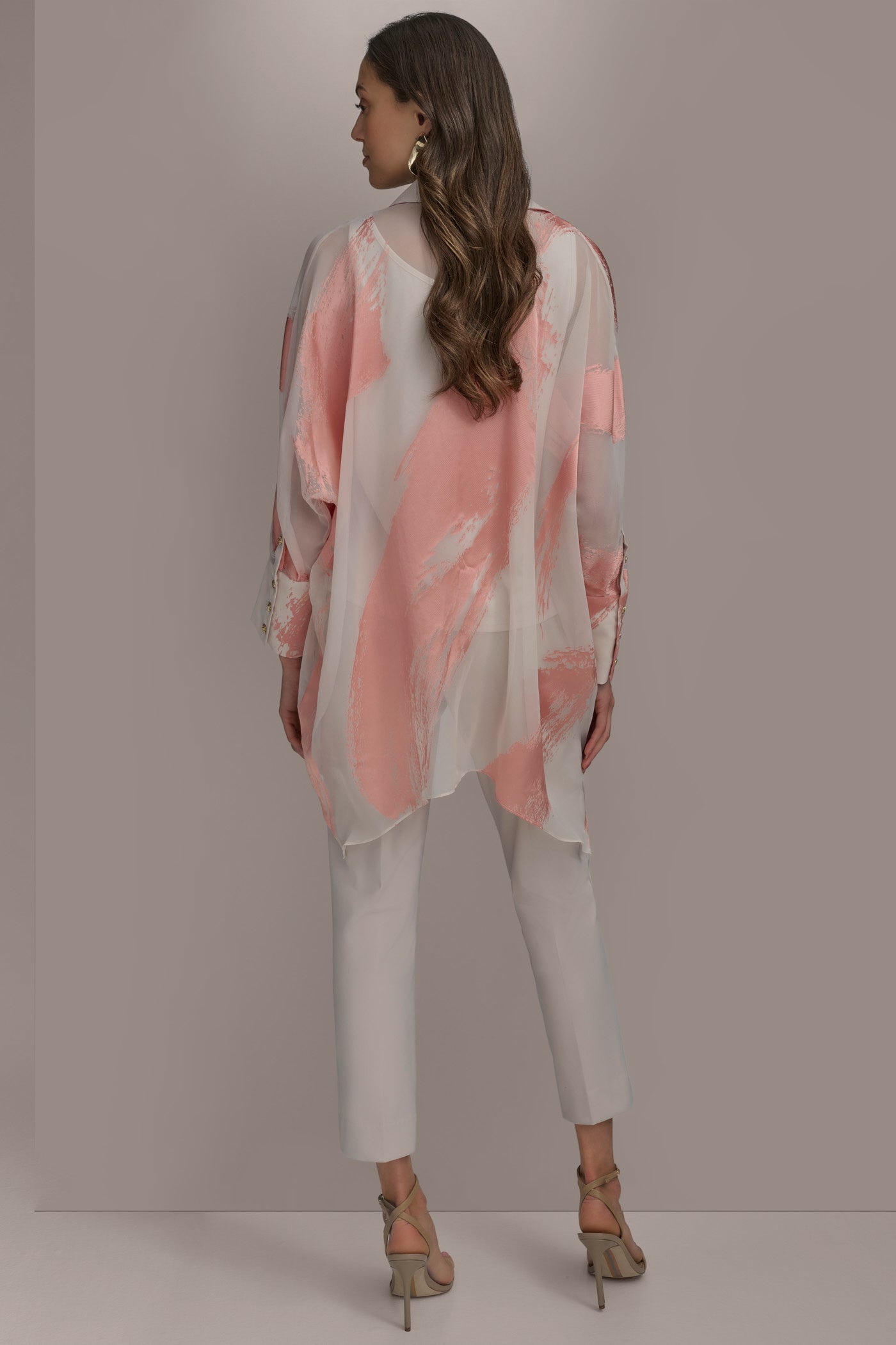 APRICOT COMBO BRUSHSTROKE BURNOUT TOP Donna Karan