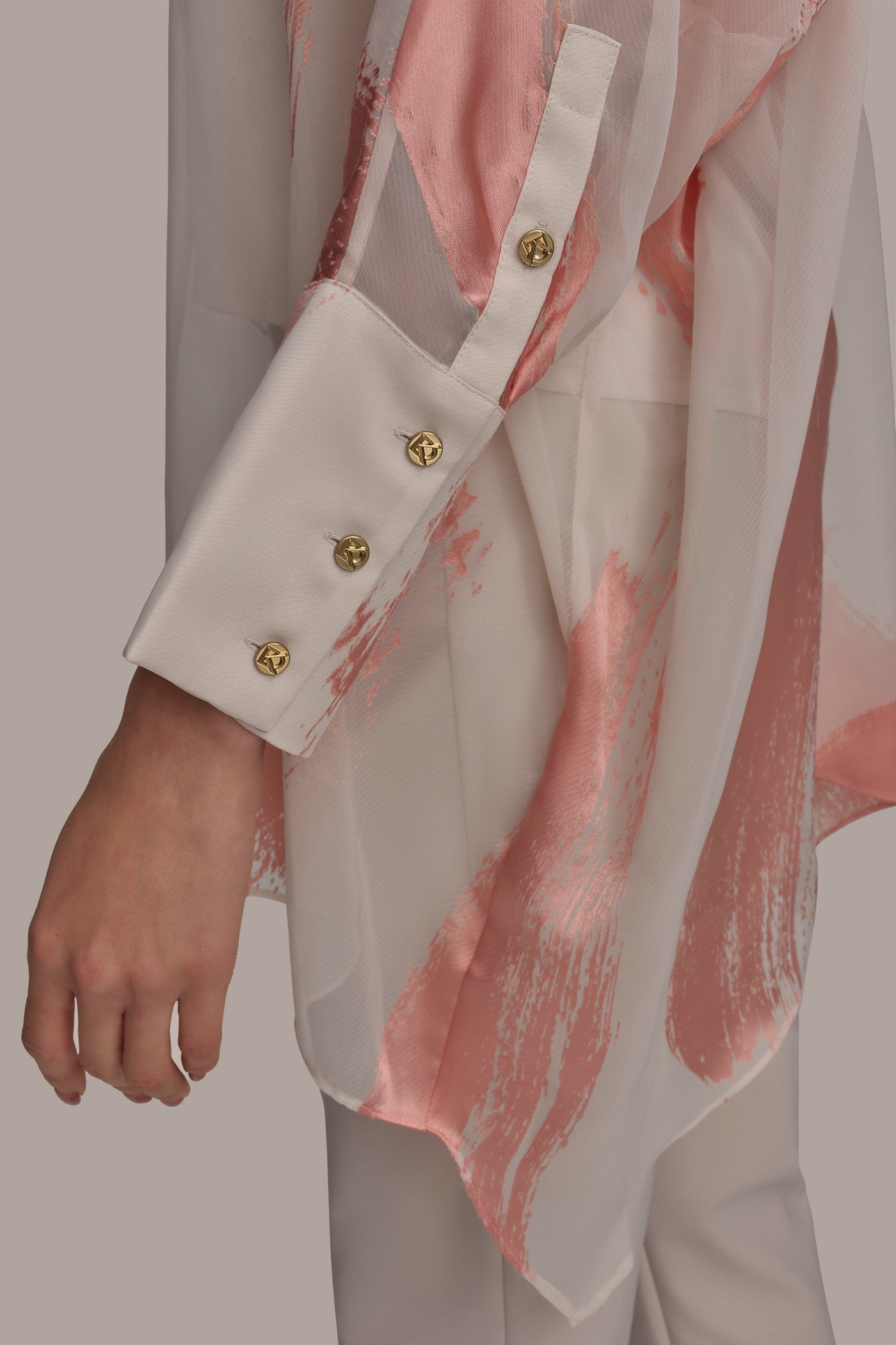 APRICOT COMBO BRUSHSTROKE BURNOUT TOP Donna Karan