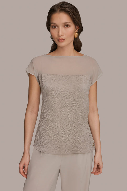 Turin MESH AND JACQUARD BLOUSE Donna Karan