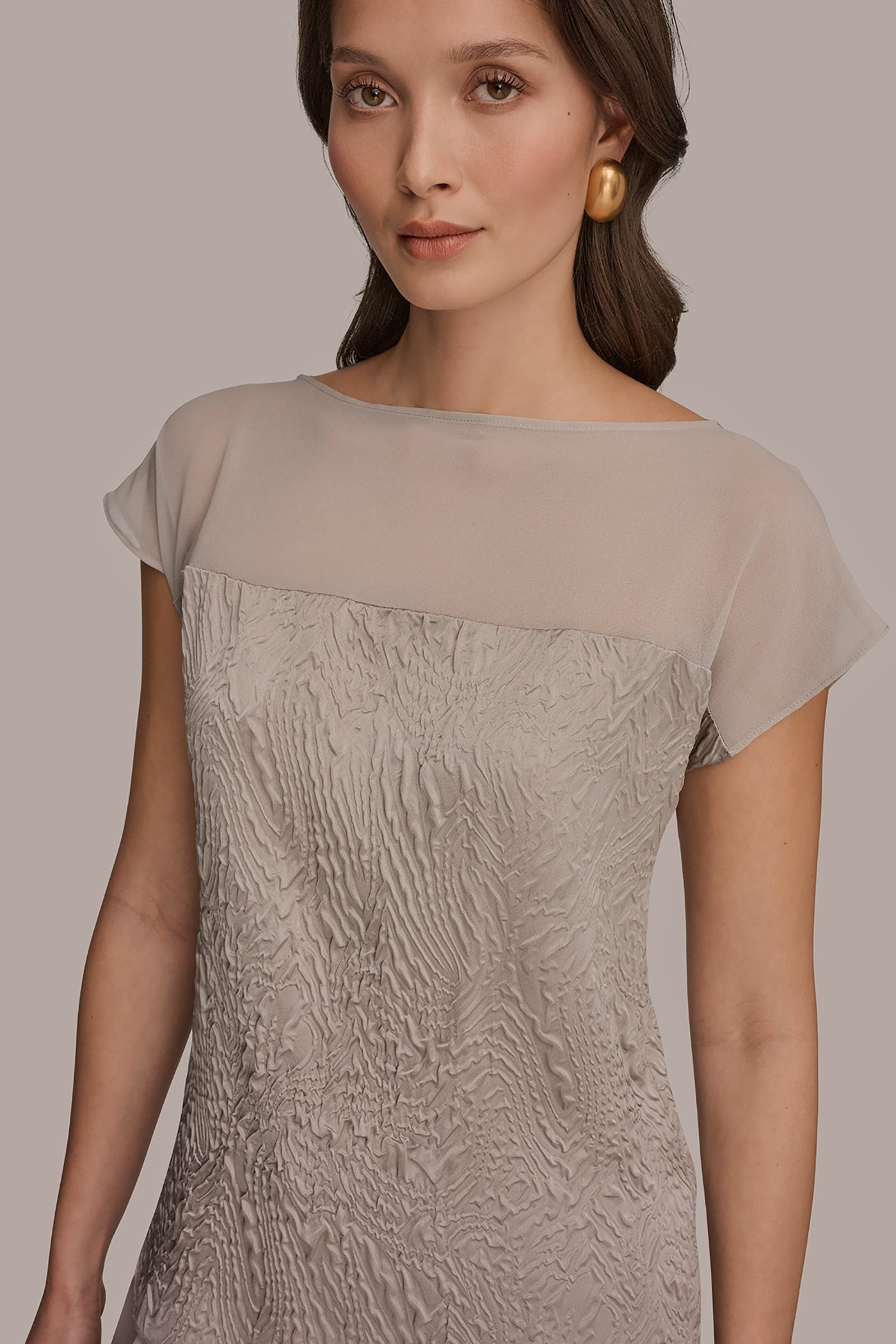 Turin MESH AND JACQUARD BLOUSE Donna Karan