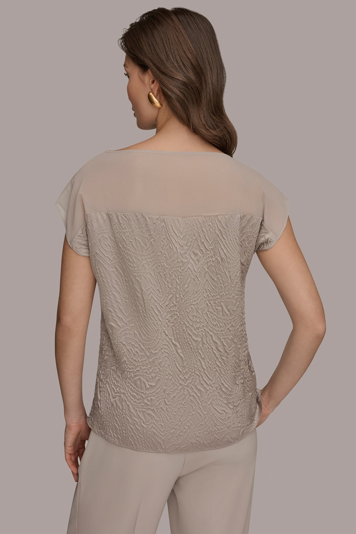 Turin MESH AND JACQUARD BLOUSE Donna Karan