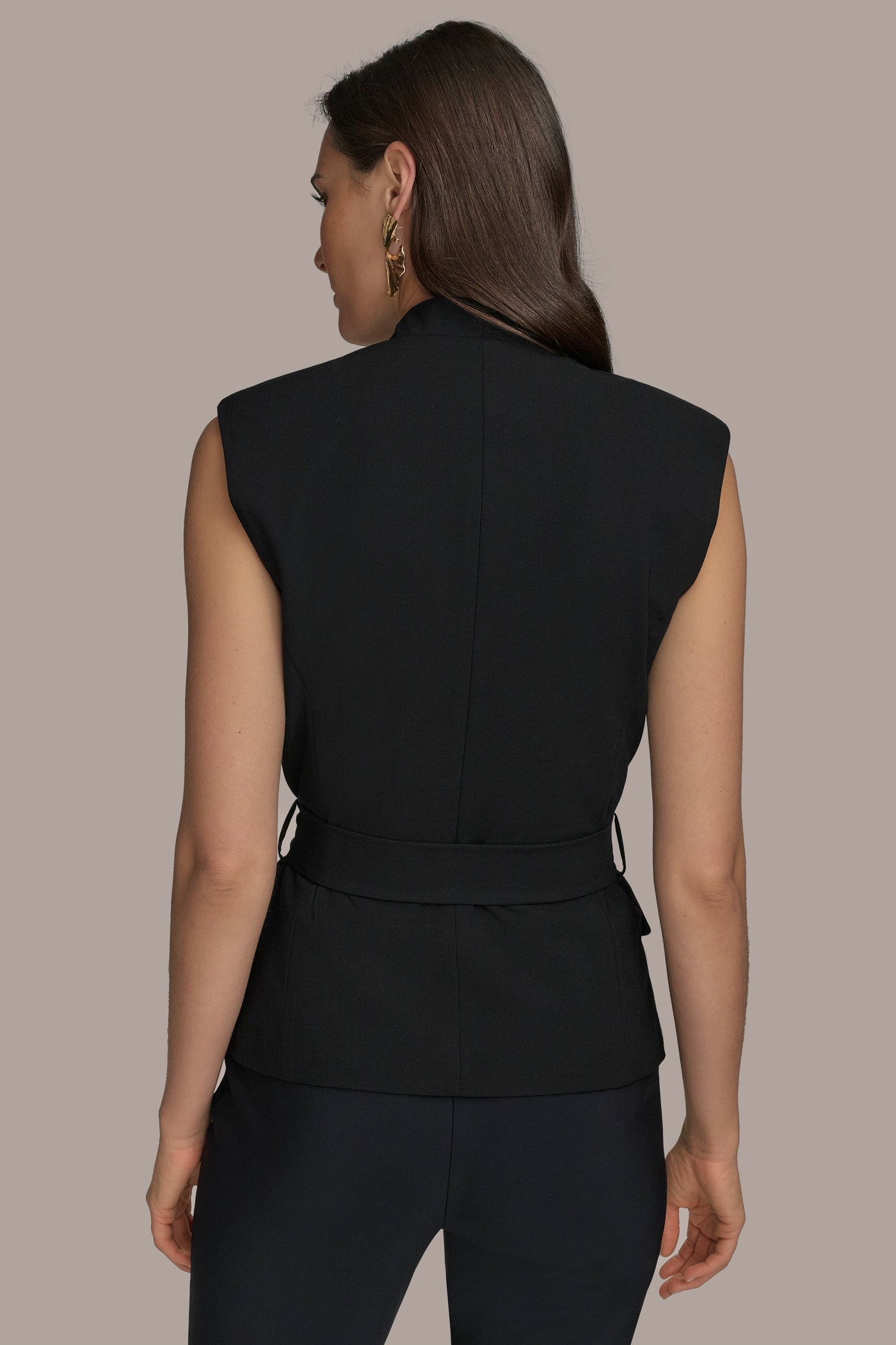 Black EXTENDED SHOULDER VEST Donna Karan