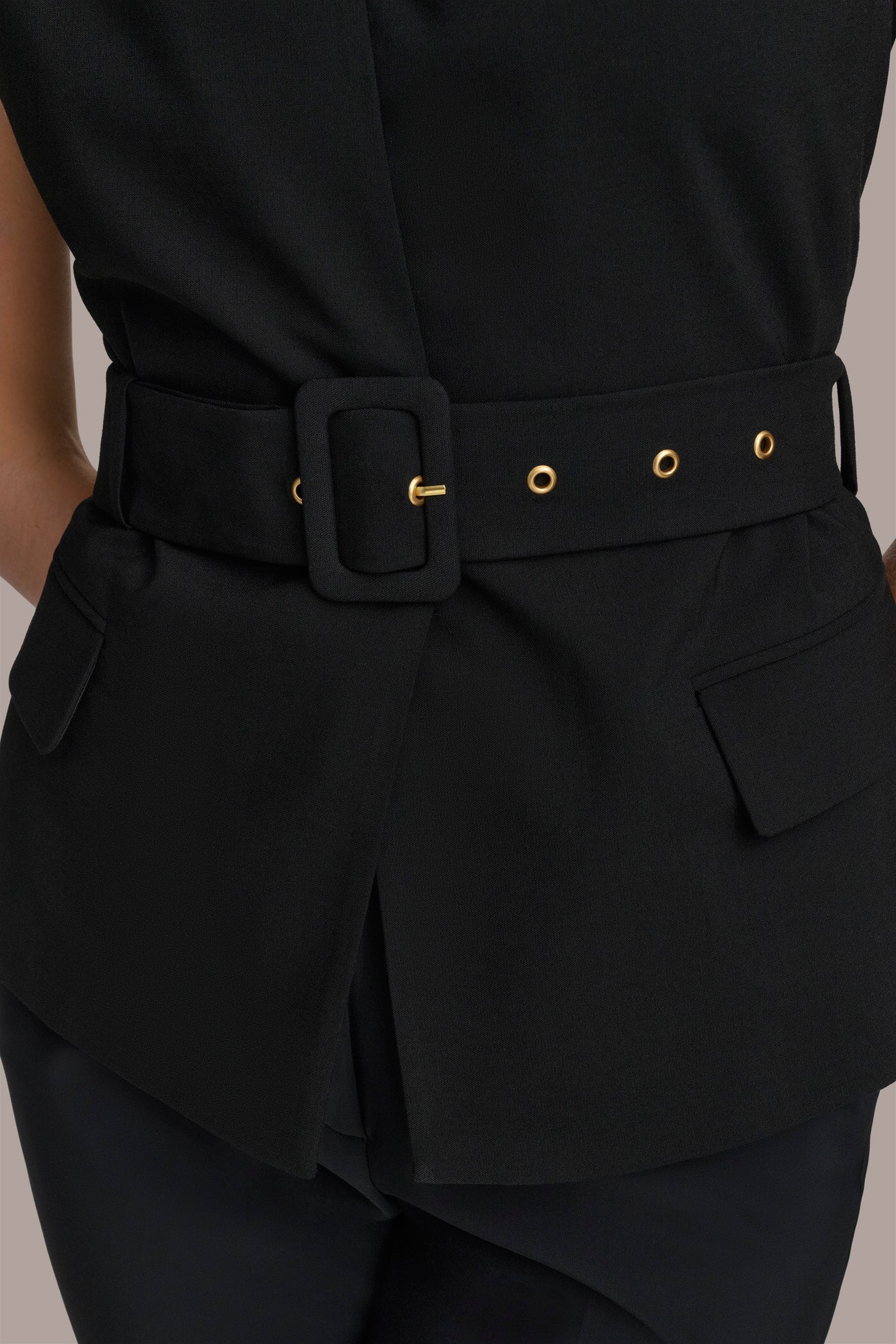 Black EXTENDED SHOULDER VEST Donna Karan