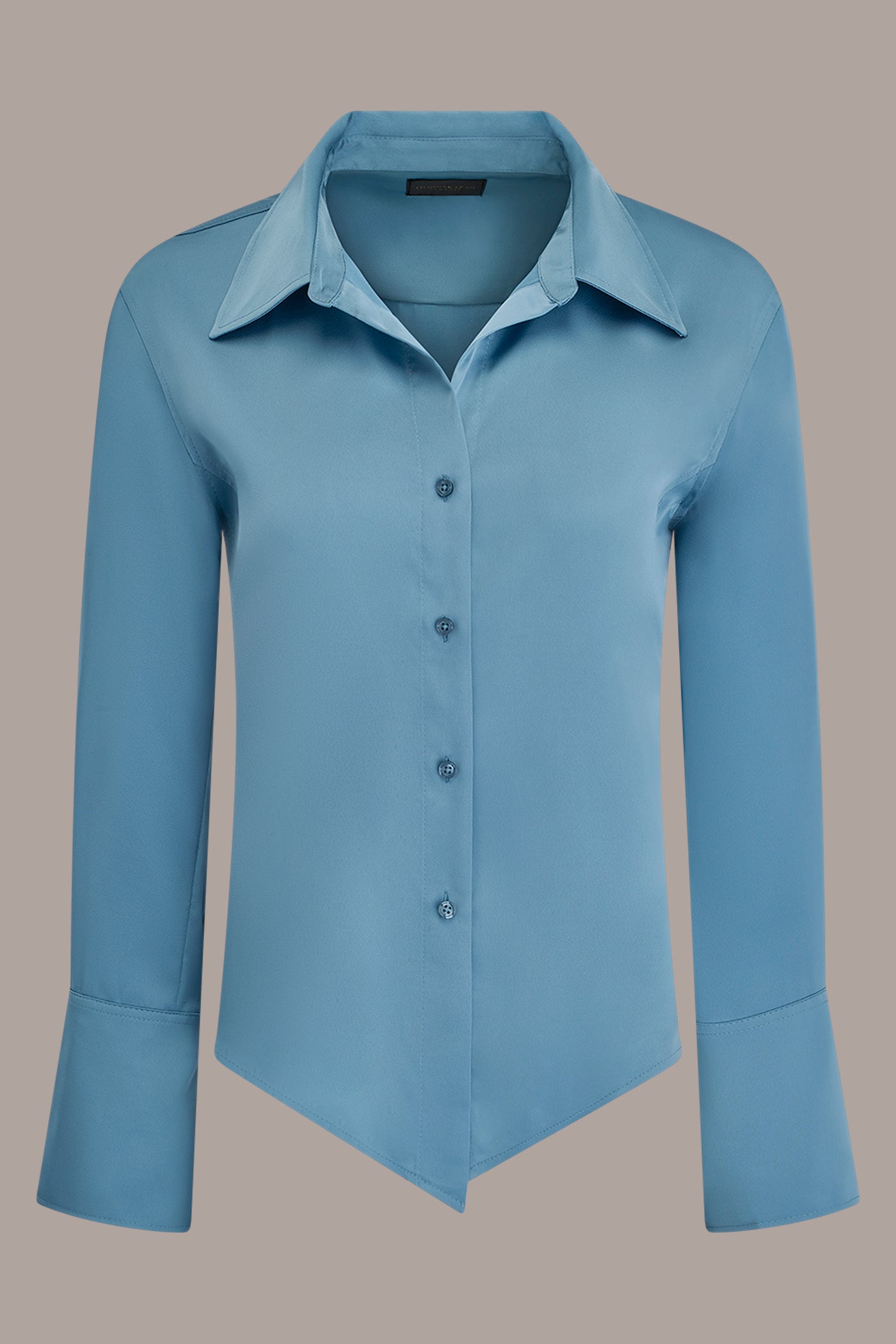 Washed Indigo SATIN HIGH-LOW BLOUSE Donna Karan