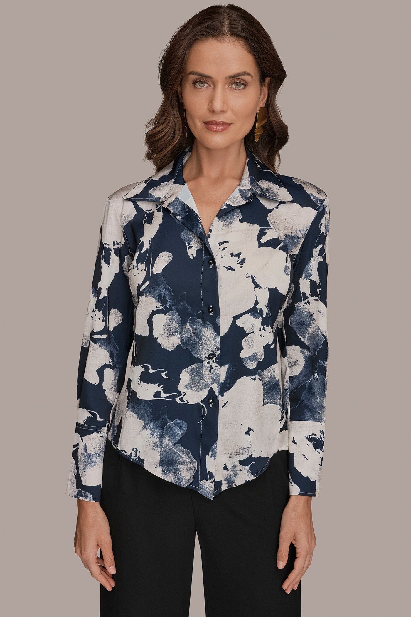 Nightfall Multi FLORAL PRINT HIGH-LOW BLOUSE Donna Karan