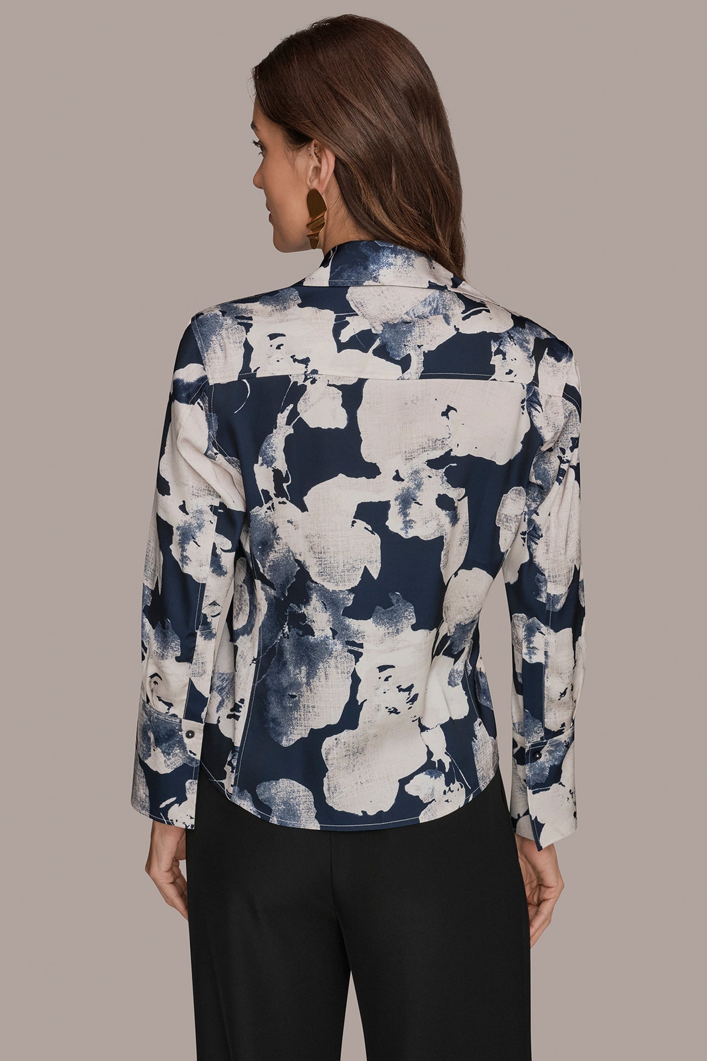 Nightfall Multi FLORAL PRINT HIGH-LOW BLOUSE Donna Karan