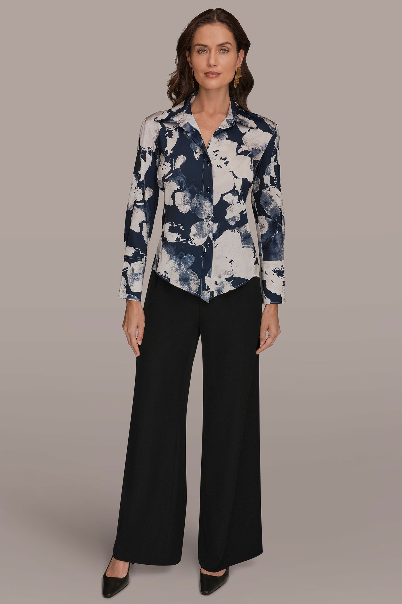 Nightfall Multi FLORAL PRINT HIGH-LOW BLOUSE Donna Karan