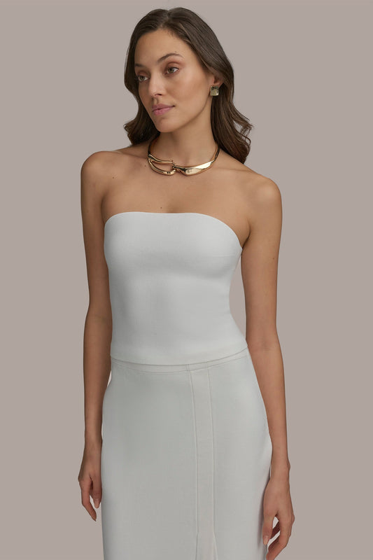 CREAM SWEATER BANDEAU TOP Donna Karan