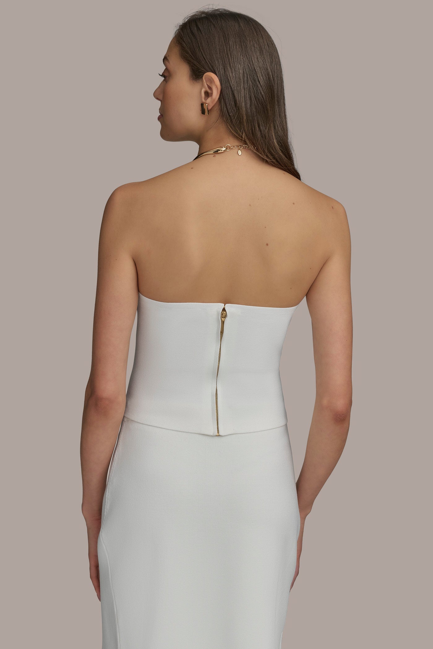 CREAM SWEATER BANDEAU TOP Donna Karan