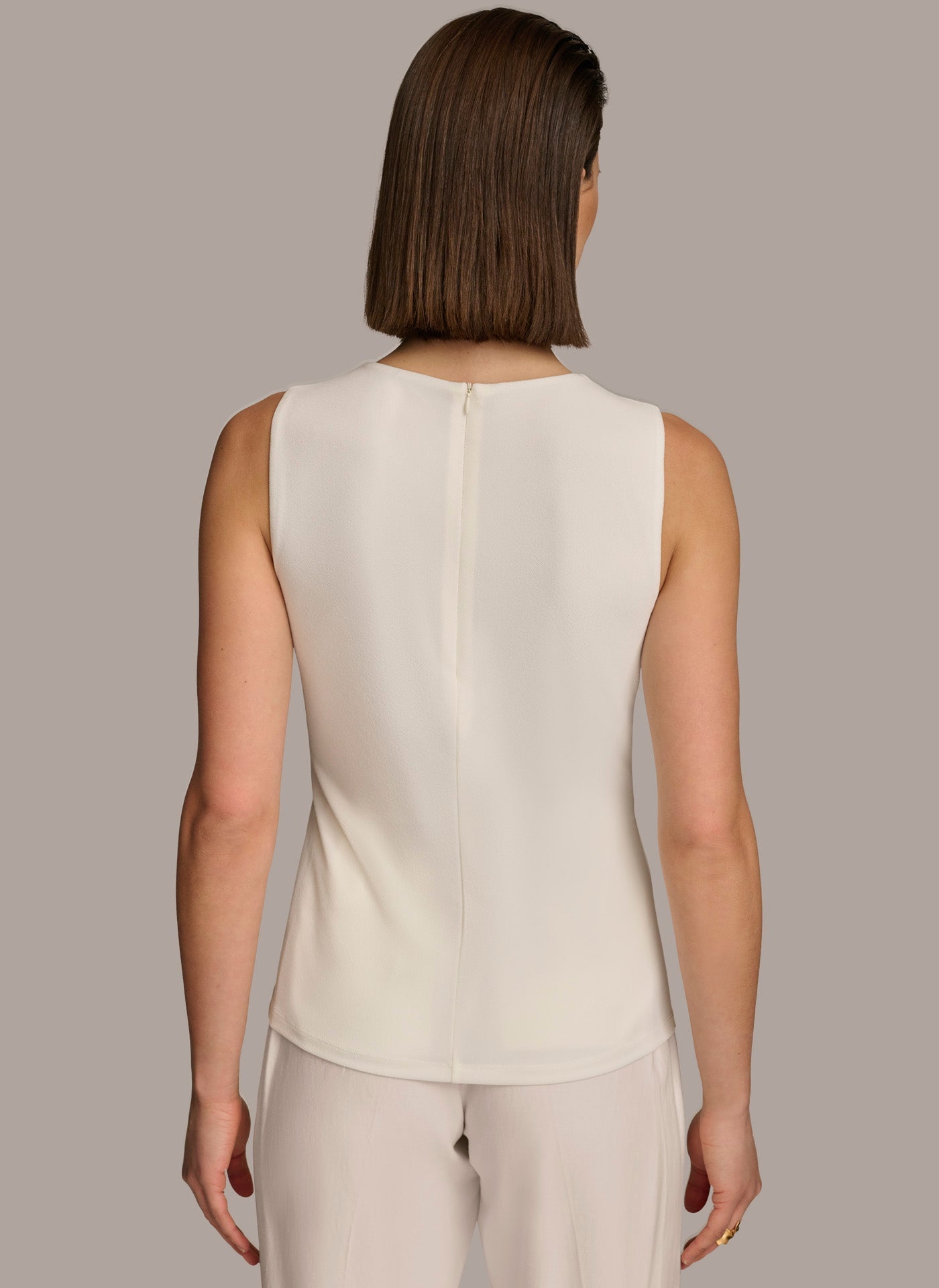 Cream CREW NECK WRAP TOP Donna Karan