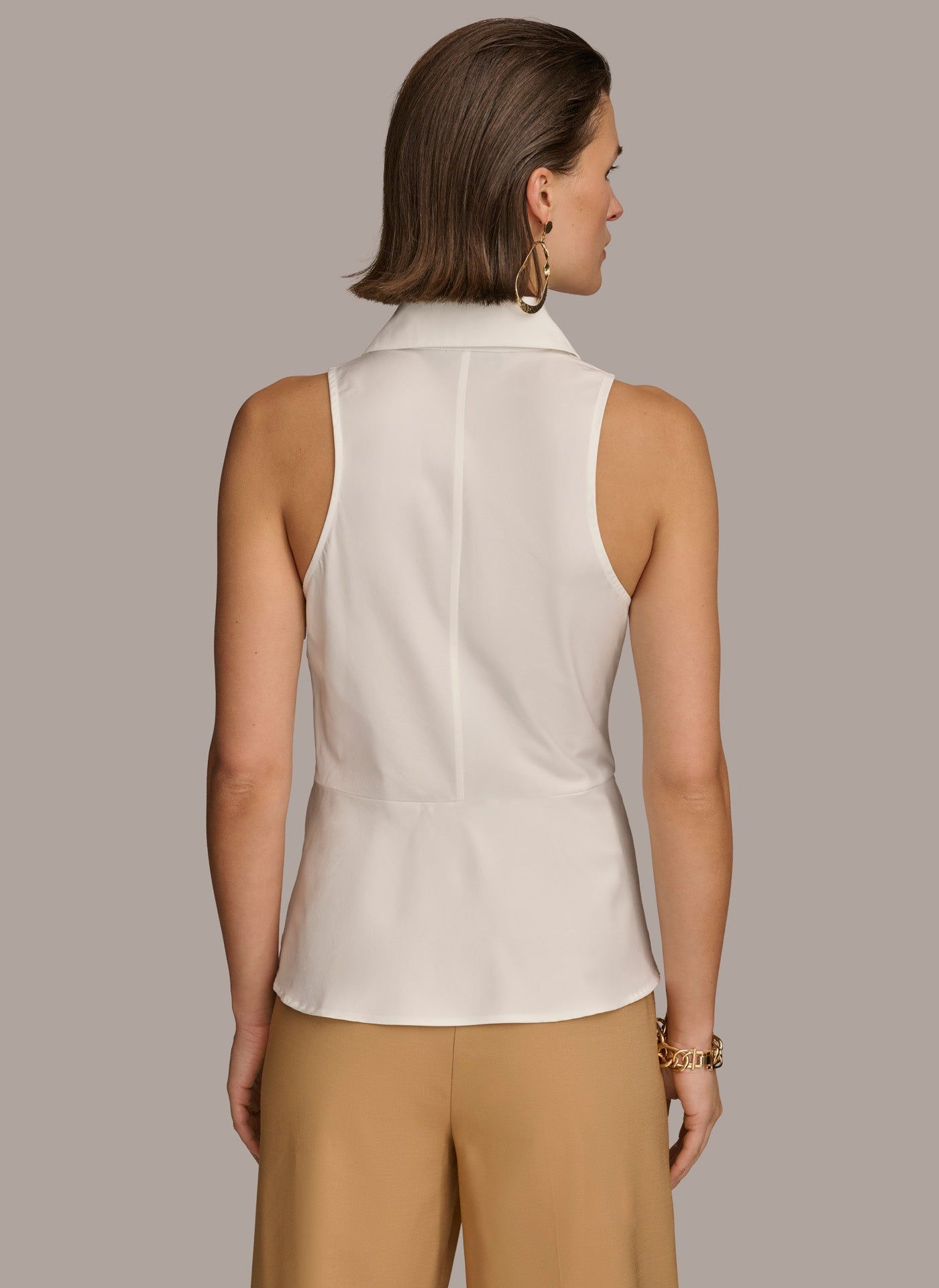Cream TORTOISE HARDWARE KNOT TOP Donna Karan