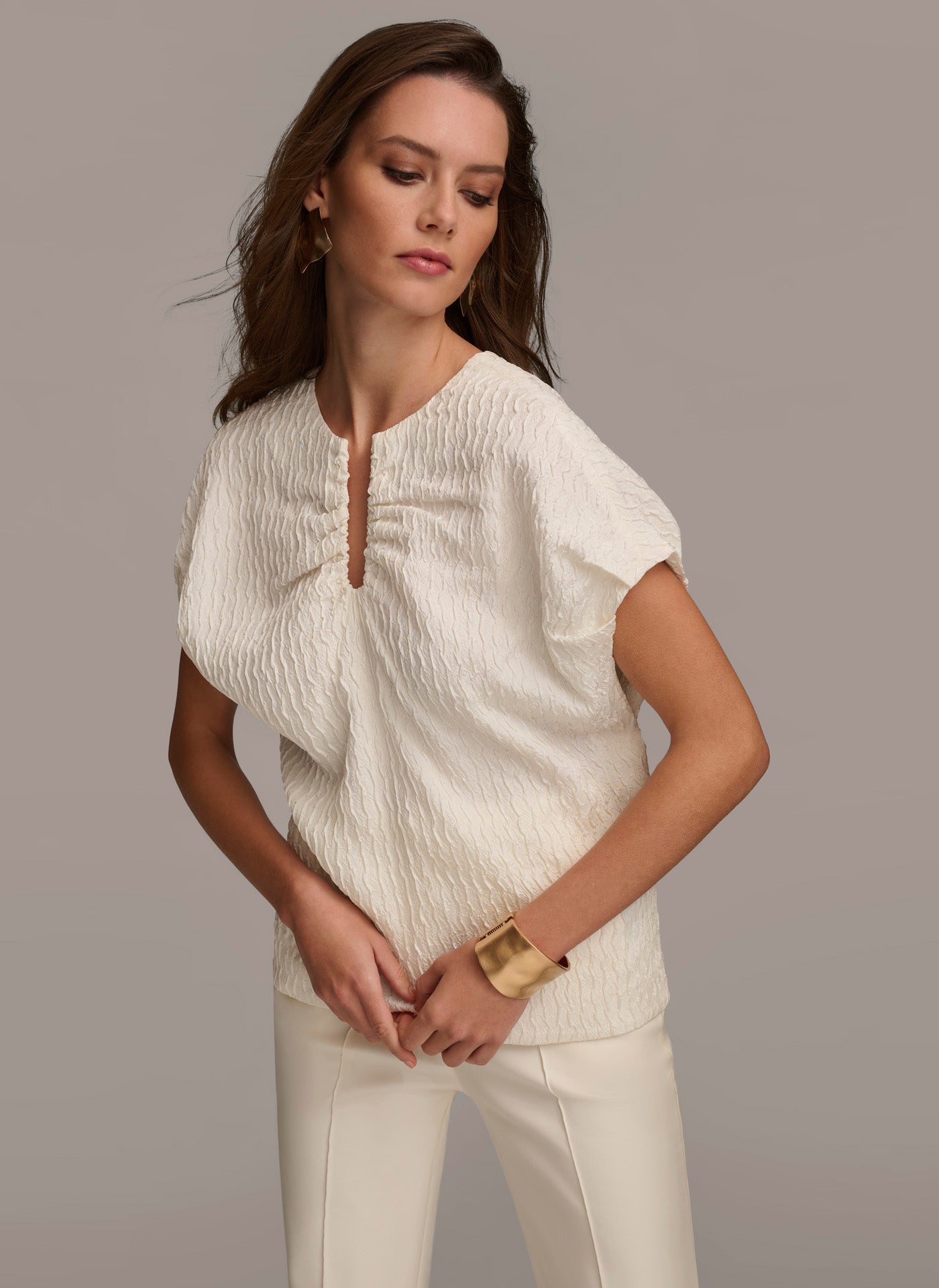 Cream OVERSIZED BLOUSE Donna Karan