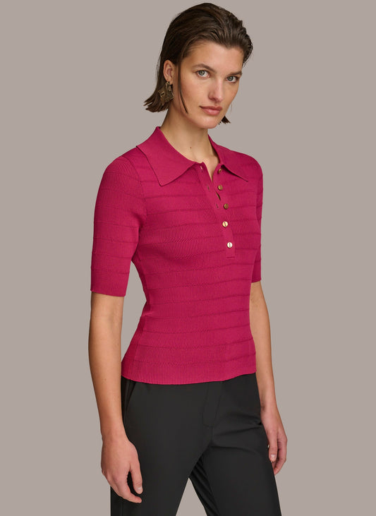 CACTUS FLOWER COLLAR BUTTON TOP Donna Karan