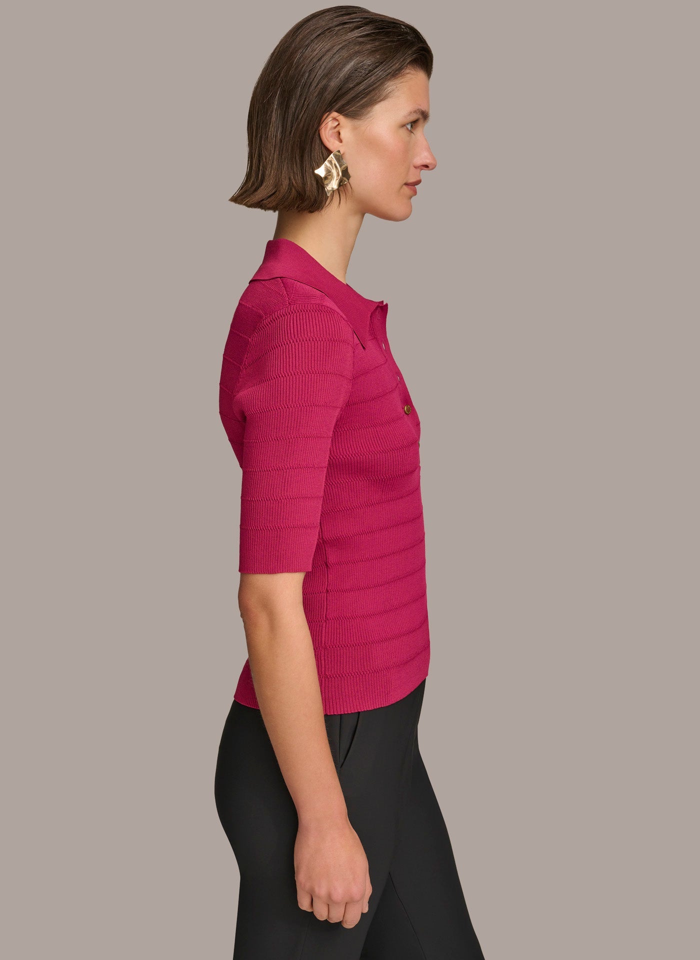 CACTUS FLOWER COLLAR BUTTON TOP Donna Karan