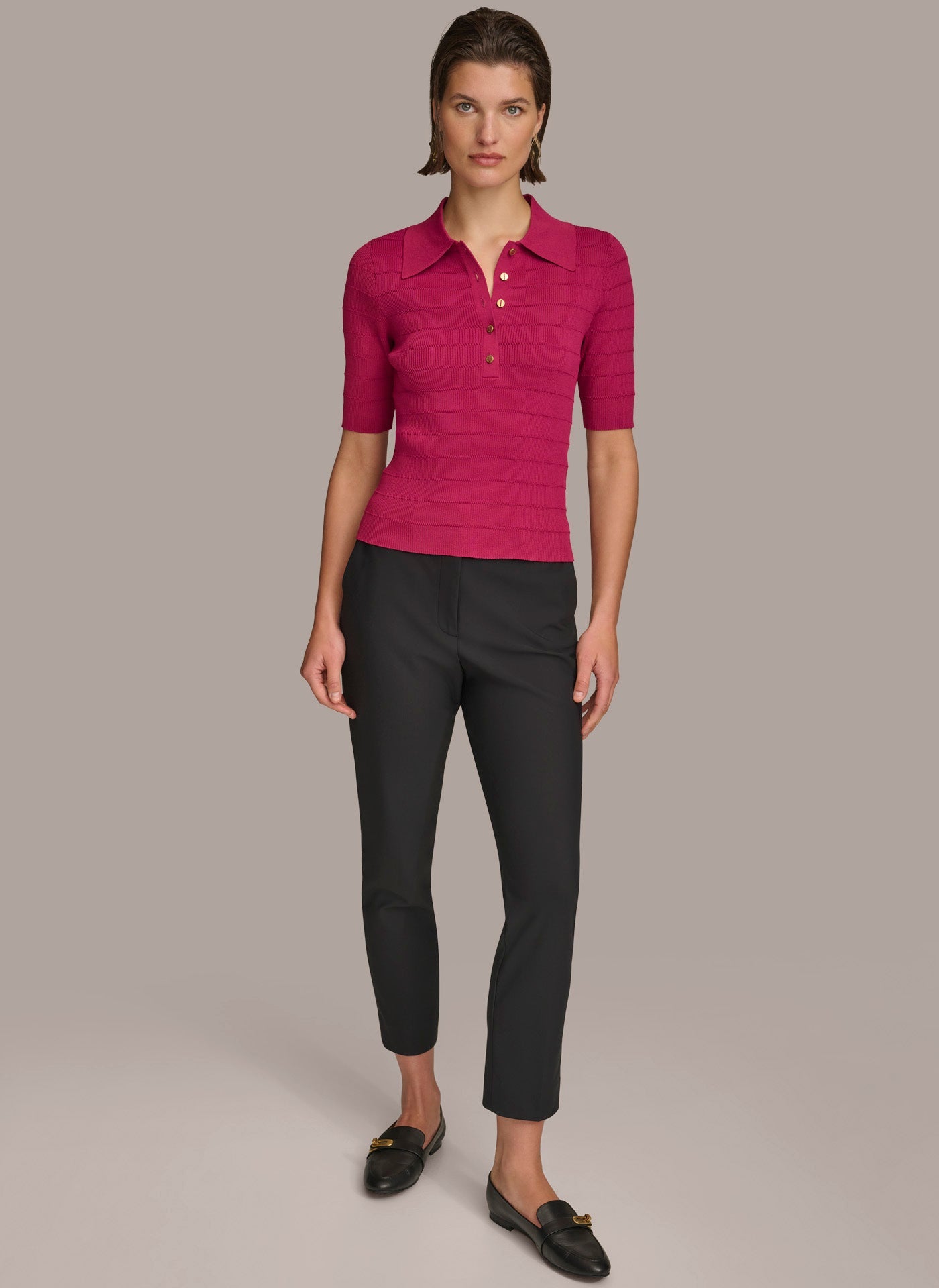 CACTUS FLOWER COLLAR BUTTON TOP Donna Karan
