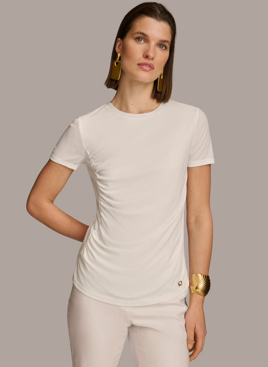 Cream CREW NECK RUCHED TEE Donna Karan