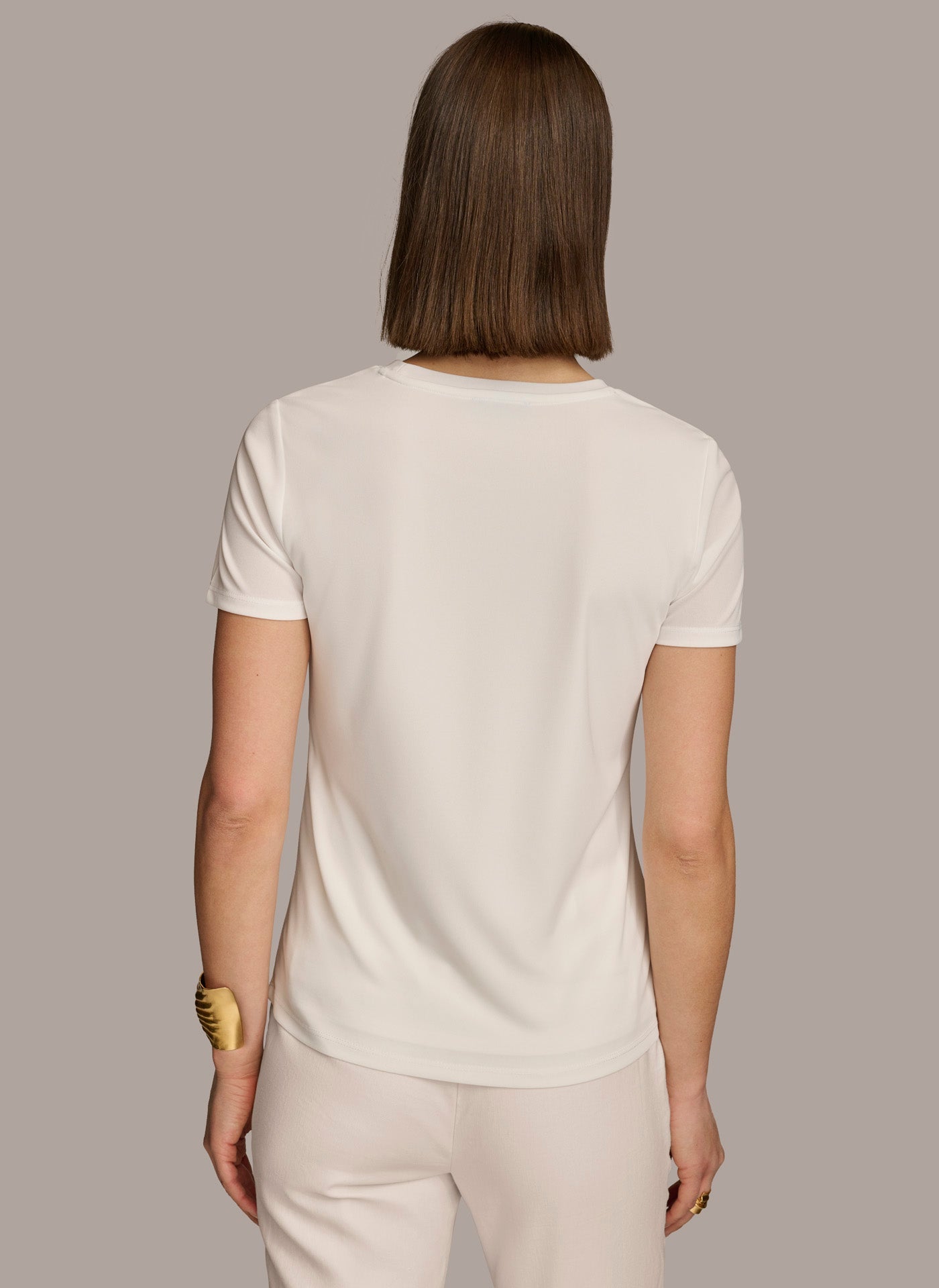Cream CREW NECK RUCHED TEE Donna Karan