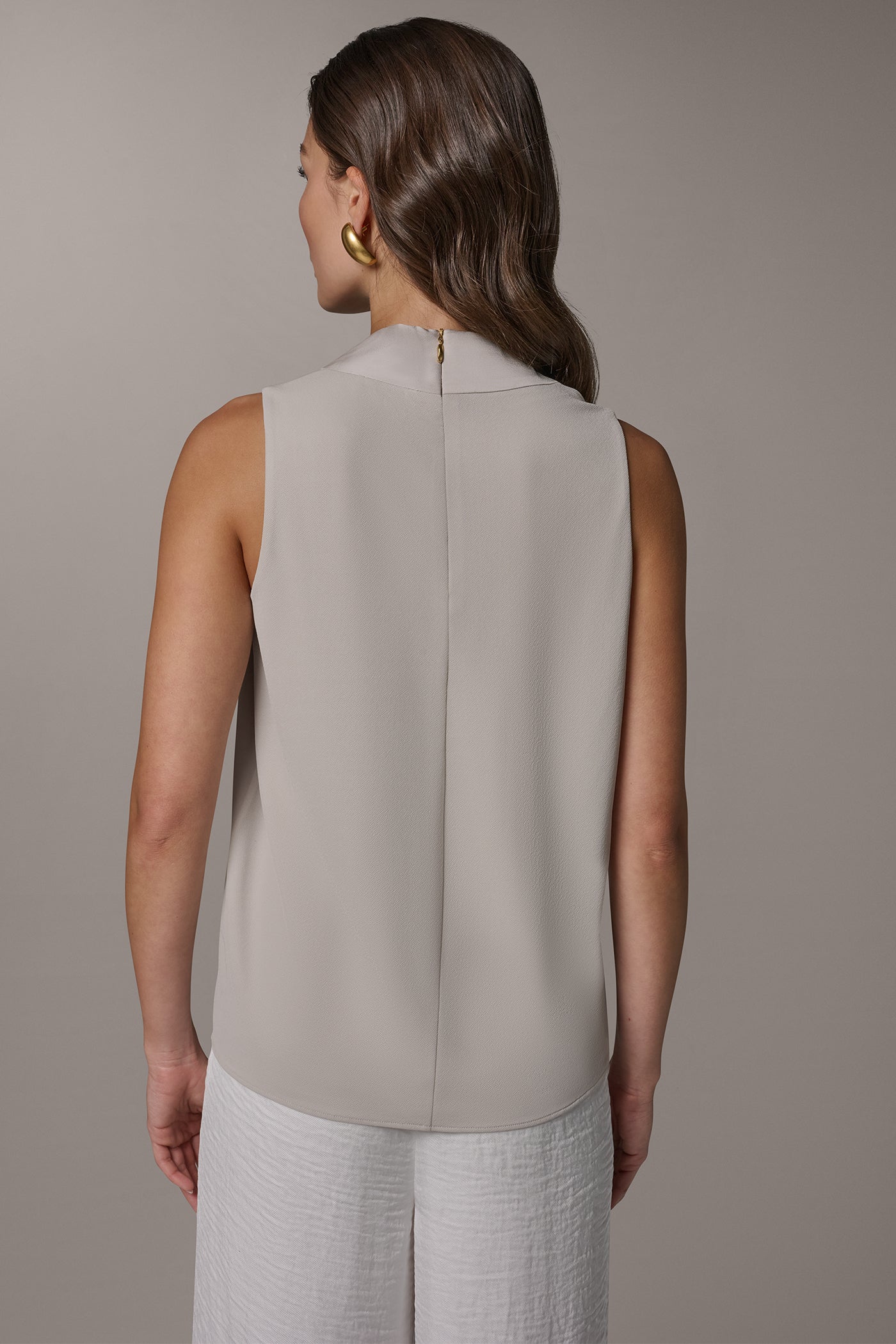 Tuscan Grey TWIST DRAPE SHOULDER BLOUSE Donna Karan