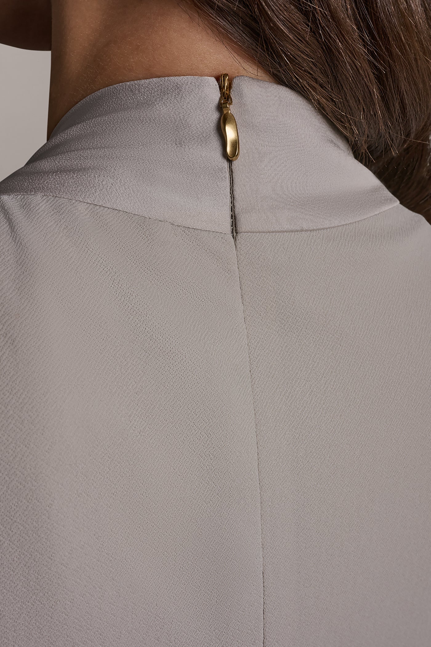 Tuscan Grey TWIST DRAPE SHOULDER BLOUSE Donna Karan