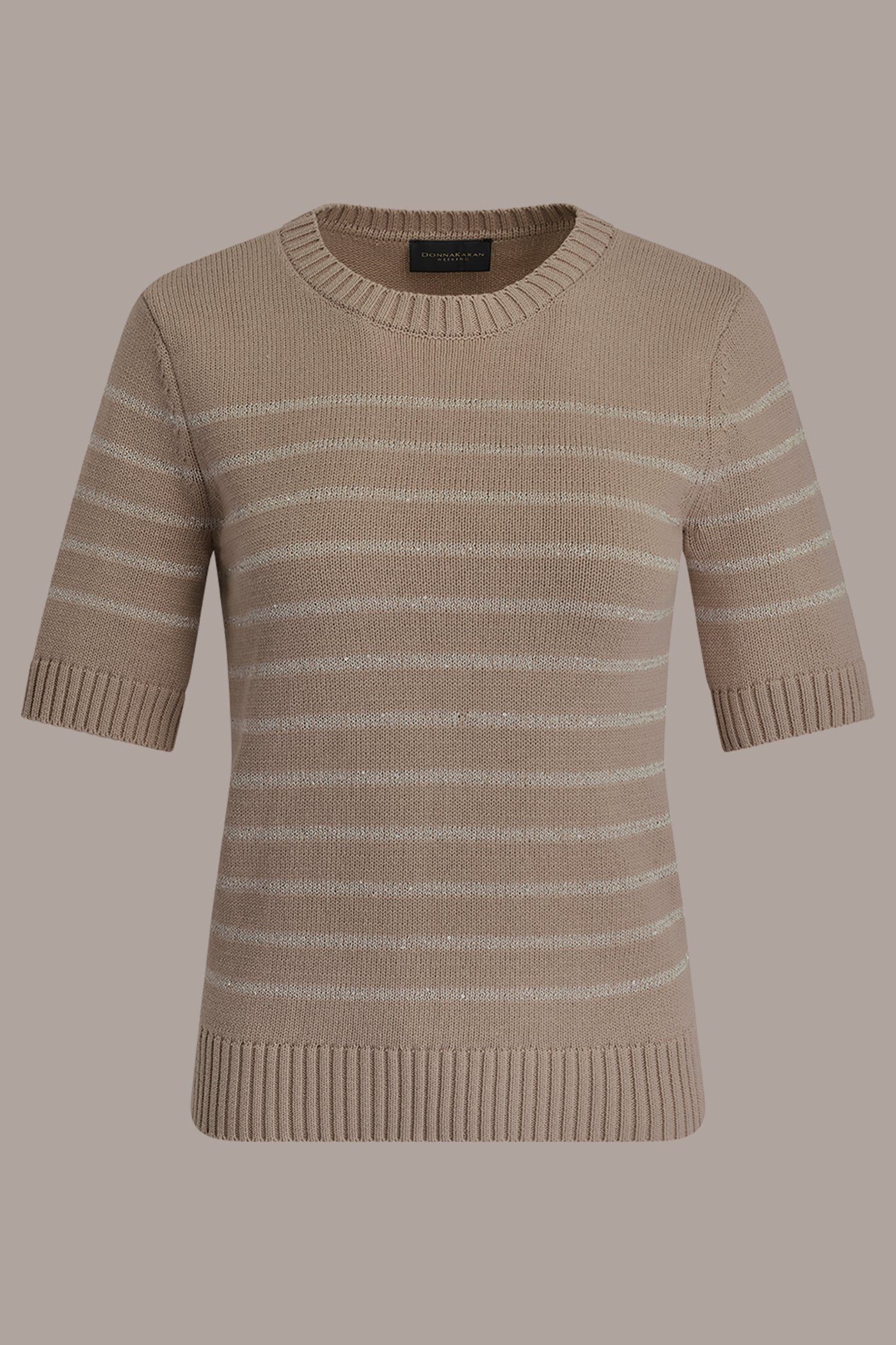 Tuscan Grey SEQUIN STRIPE SWEATER Donna Karan
