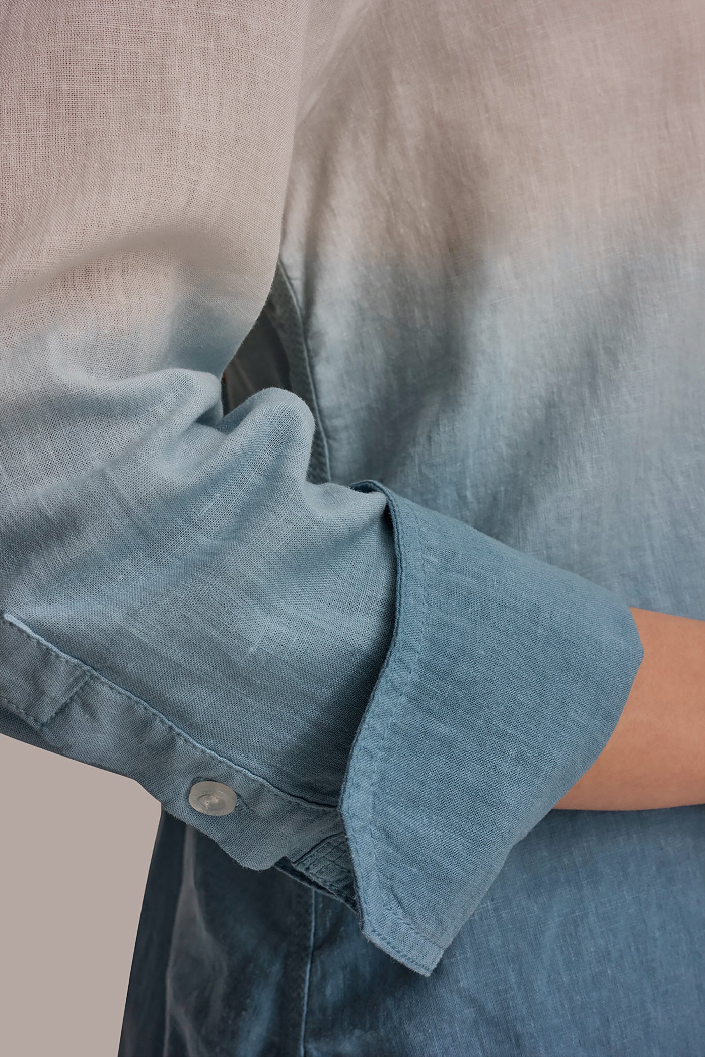 Washed Indigo Dip Dye LINEN-BLEND DIP-DYED STRIPED SHIRT Donna Karan