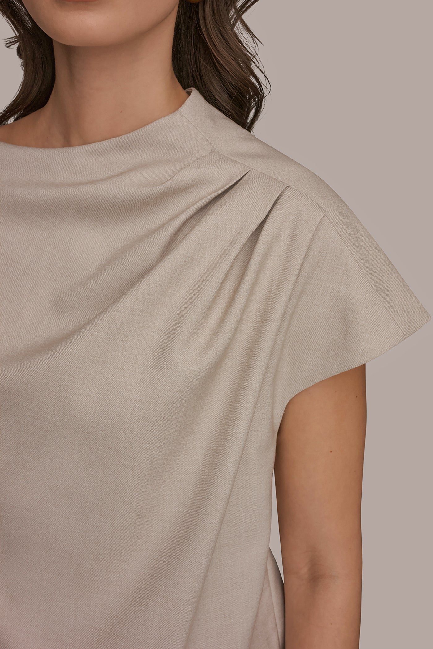 Tuscan Grey ASYMMETRIC DRAPE BLOUSE Donna Karan