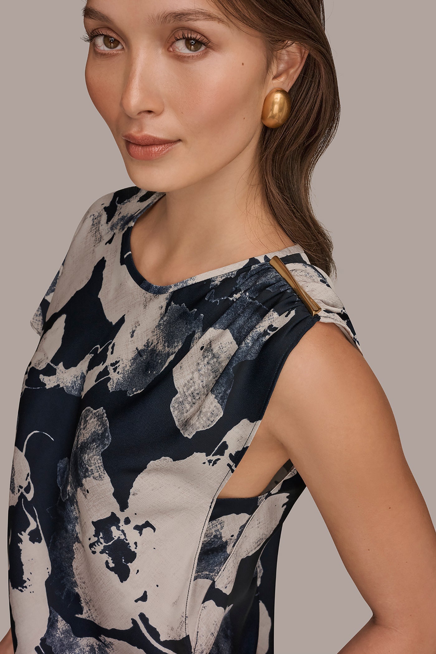 Nightfall Multi ASYMMETRICAL SHOULDER BLOUSE Donna Karan