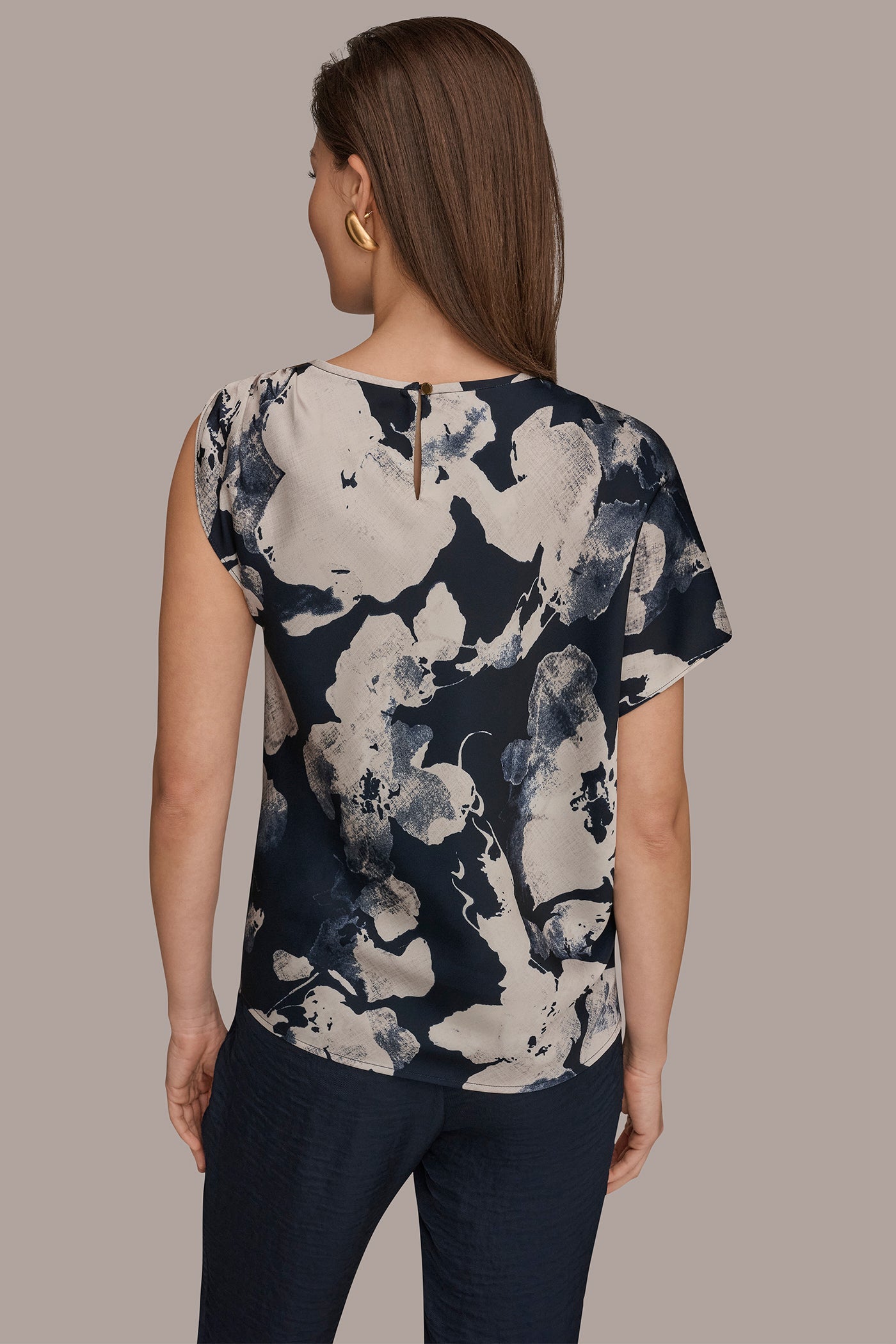 Nightfall Multi ASYMMETRICAL SHOULDER BLOUSE Donna Karan