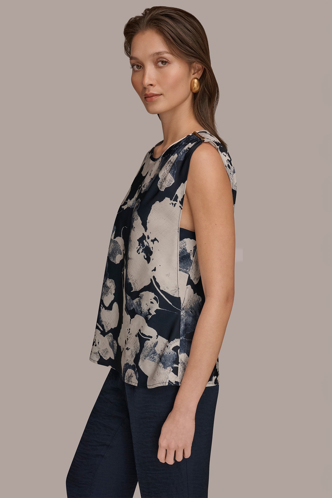 Nightfall Multi ASYMMETRICAL SHOULDER BLOUSE Donna Karan