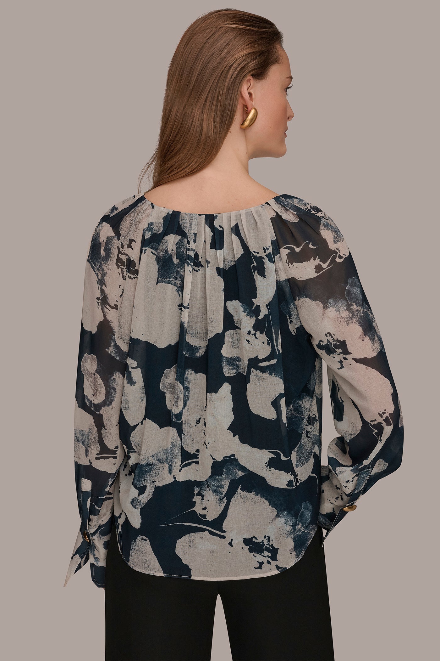Nightfall Multi PRINTED CHIFFON TOP Donna Karan