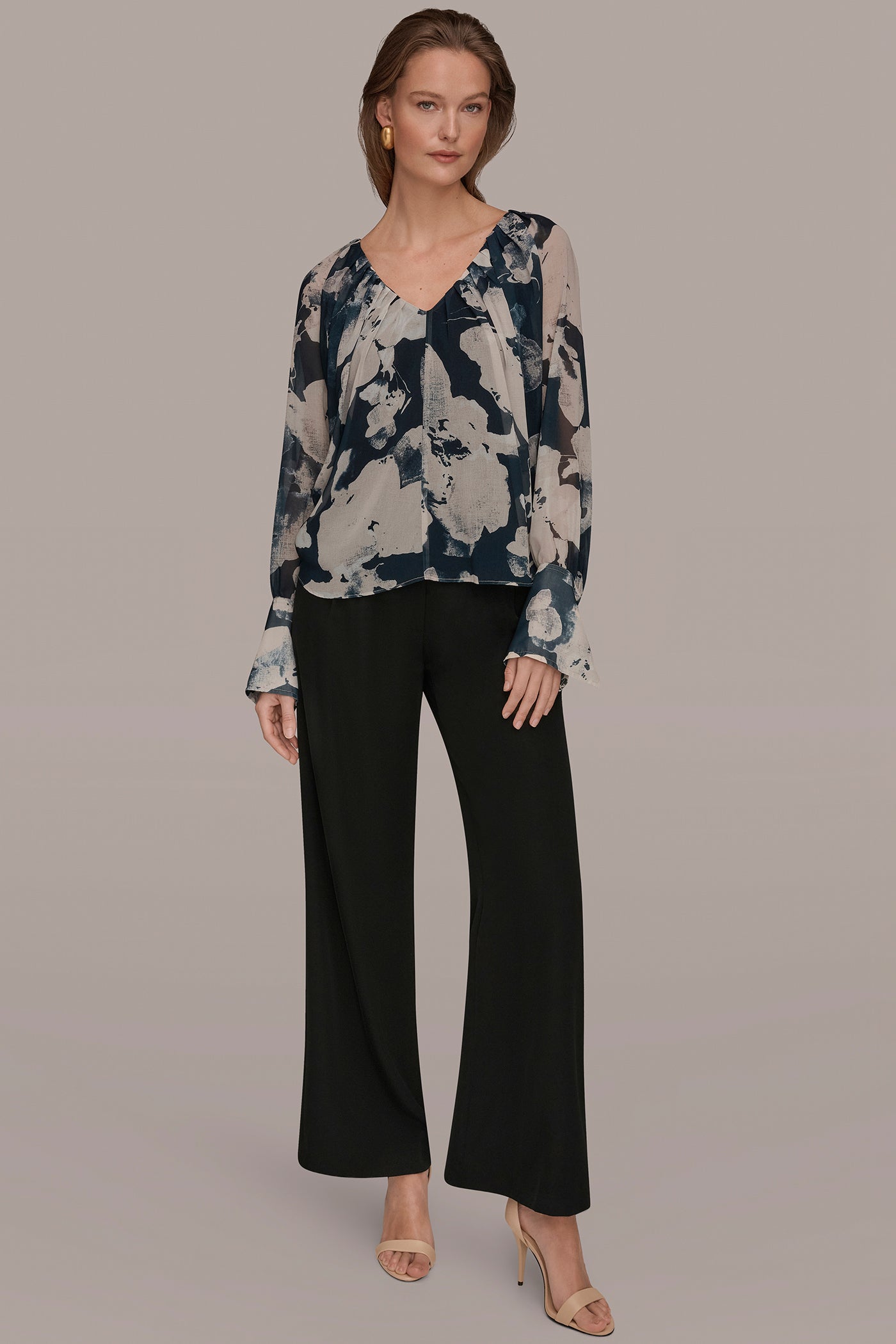 Nightfall Multi PRINTED CHIFFON TOP Donna Karan