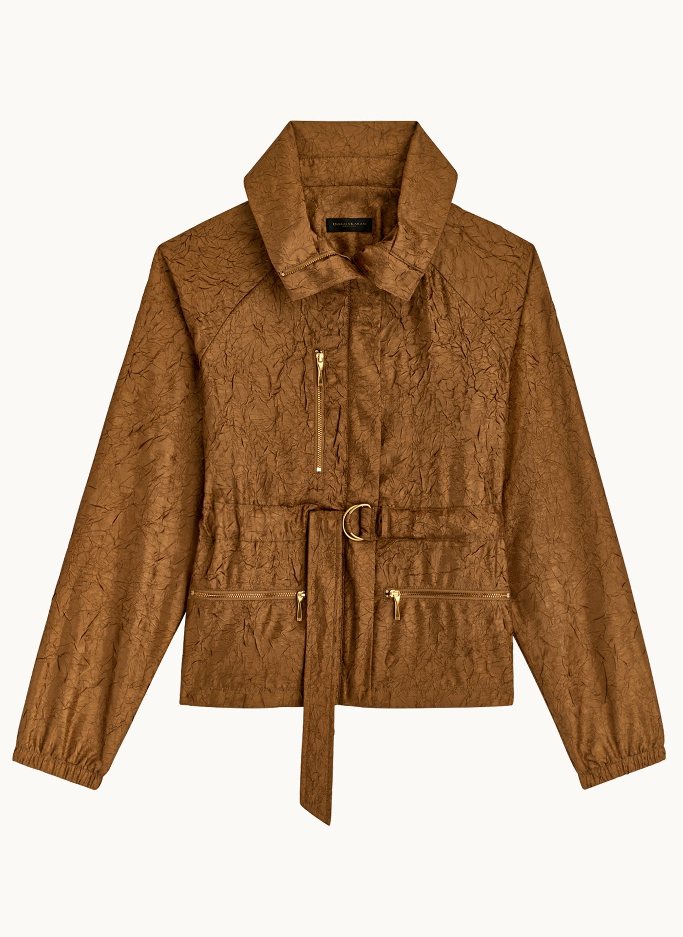 Bronze TEXTURE BELTED WRAP JACKET Donna Karan