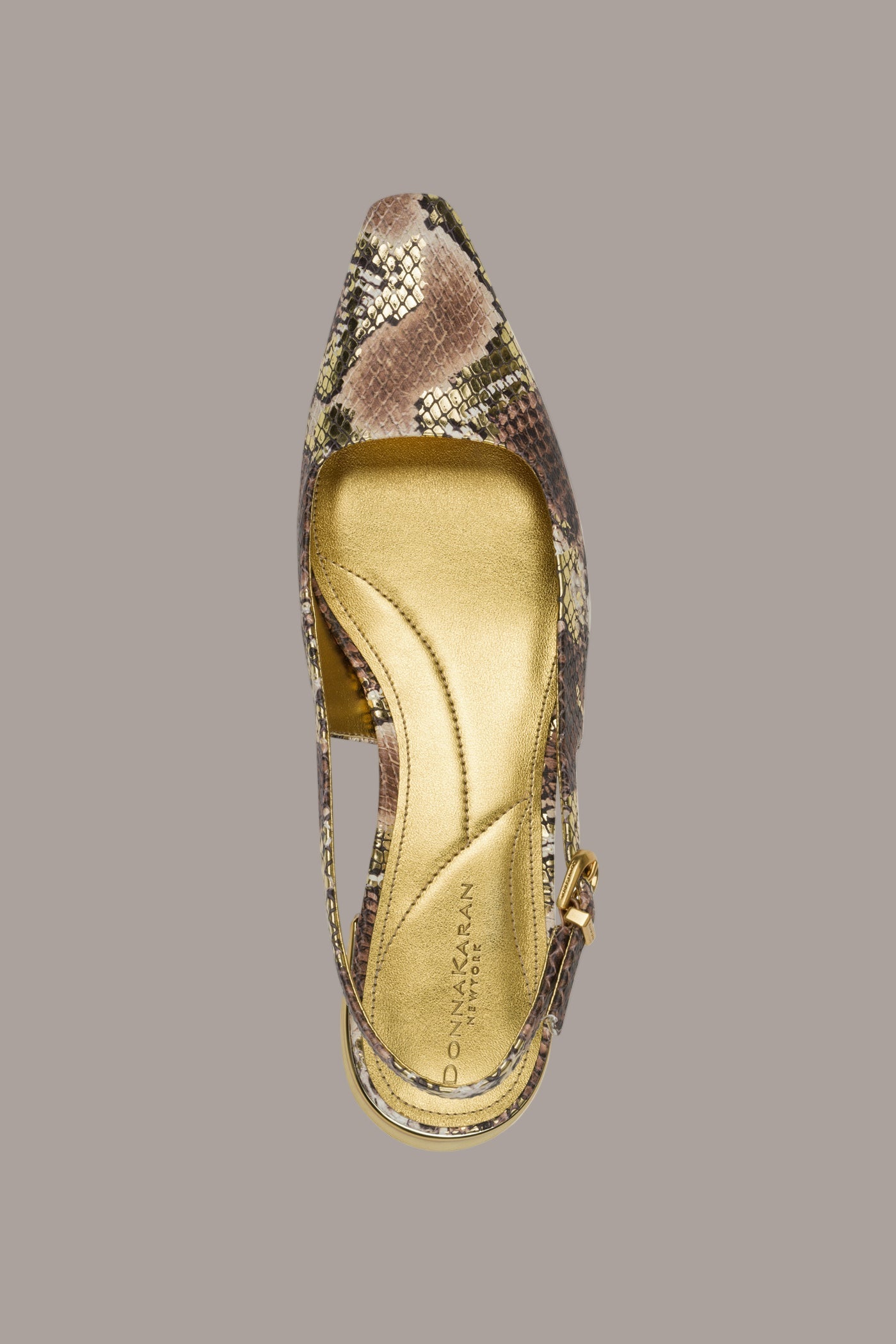 Cognac/Gold SAVITA POINTED SLINGBACK FLAT Donna Karan