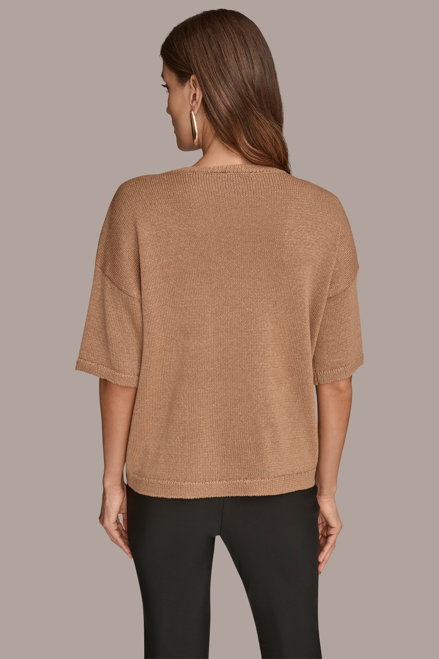 FAWN ELBOW-SLEEVE SEQUIN SWEATER Donna Karan