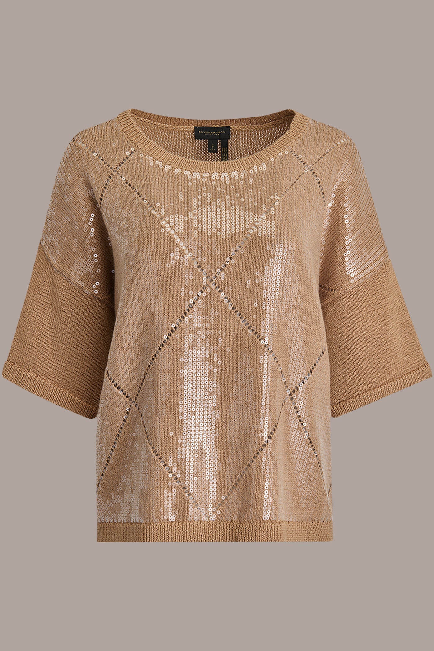 FAWN ELBOW-SLEEVE SEQUIN SWEATER Donna Karan