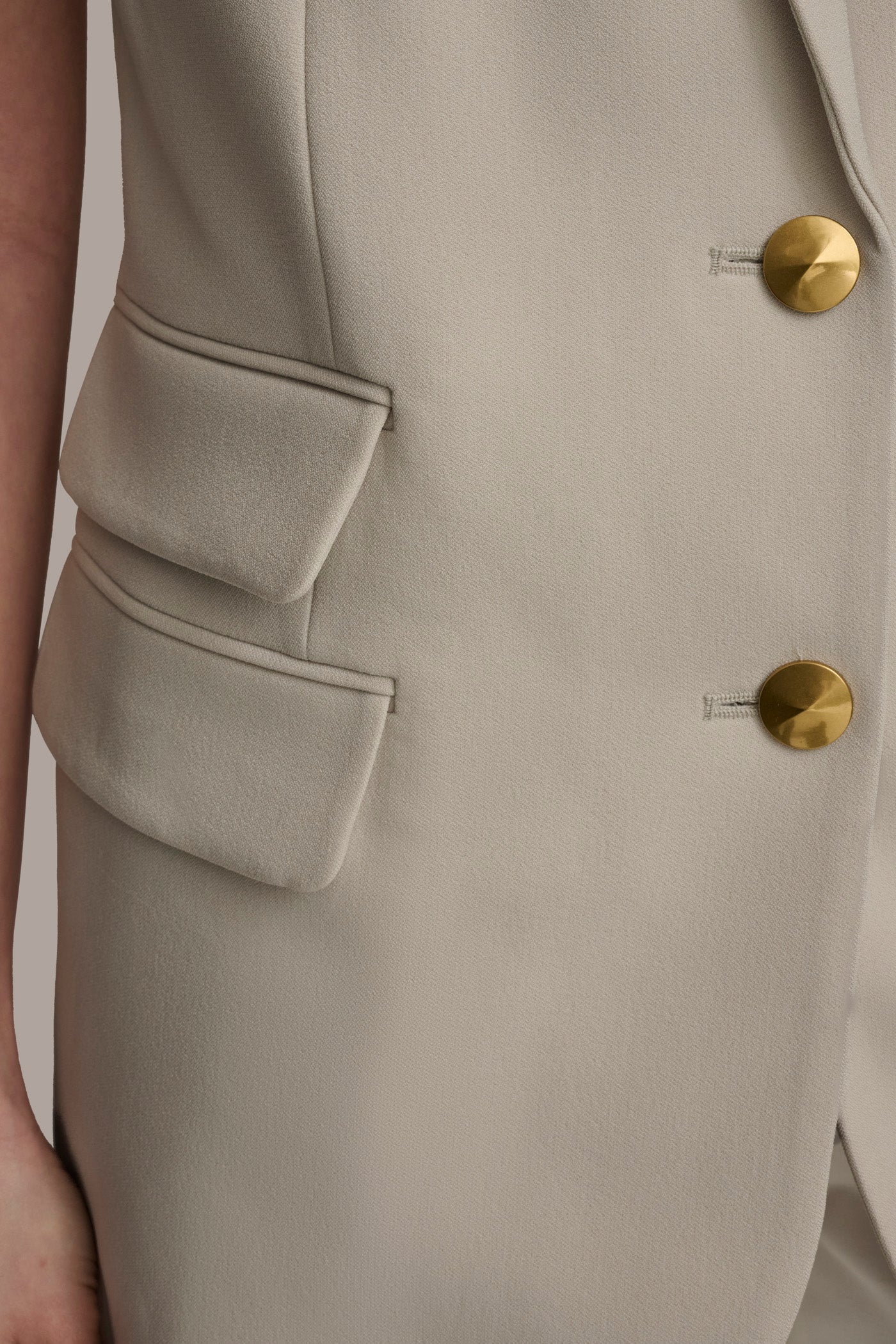TUSCAN GREY BUTTON VEST WITH POCKET DETAIL Donna Karan