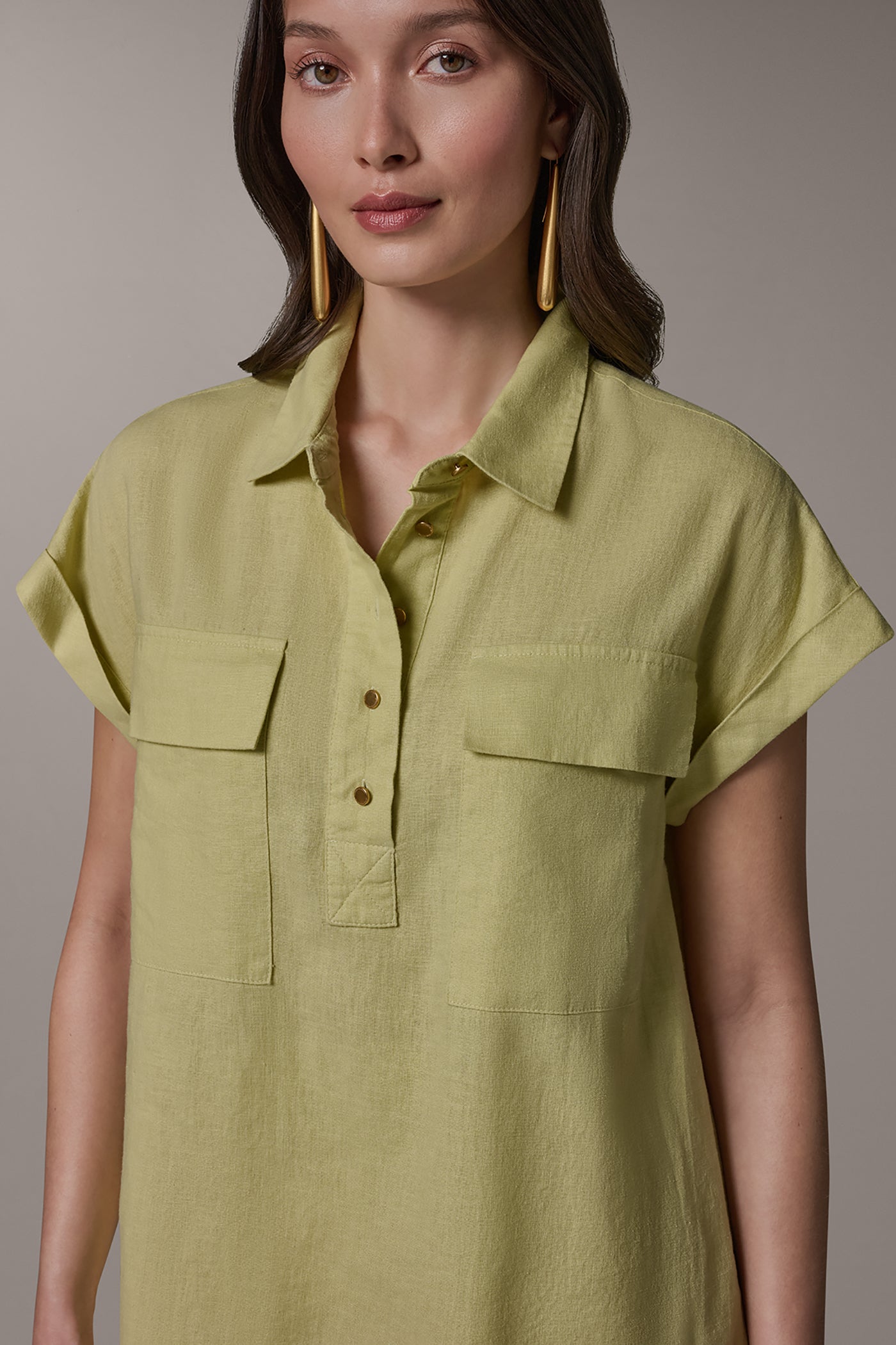 Citrus CAP SLEEVE CAMP SHIRT Donna Karan
