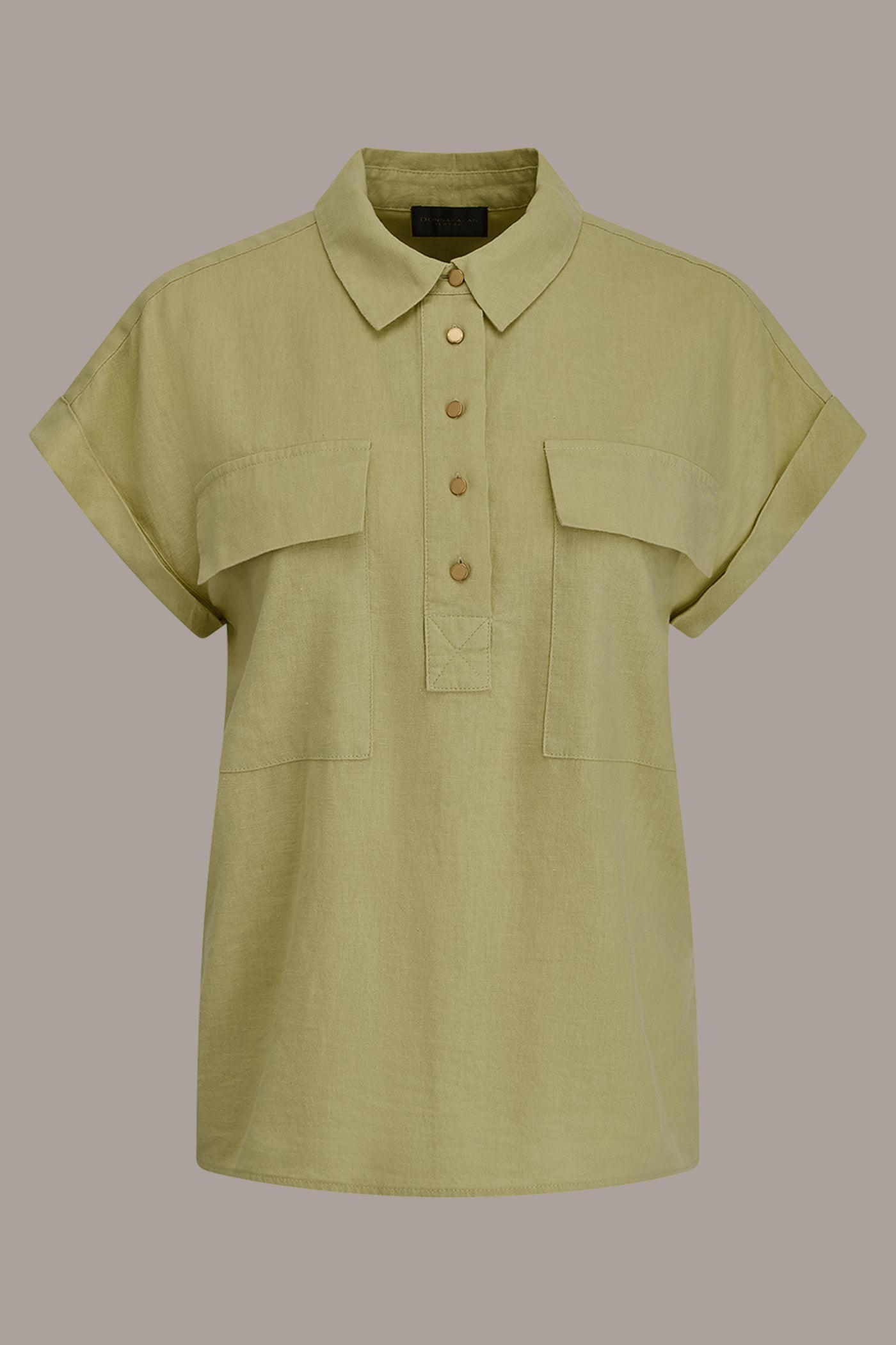 Citrus CAP SLEEVE CAMP SHIRT Donna Karan