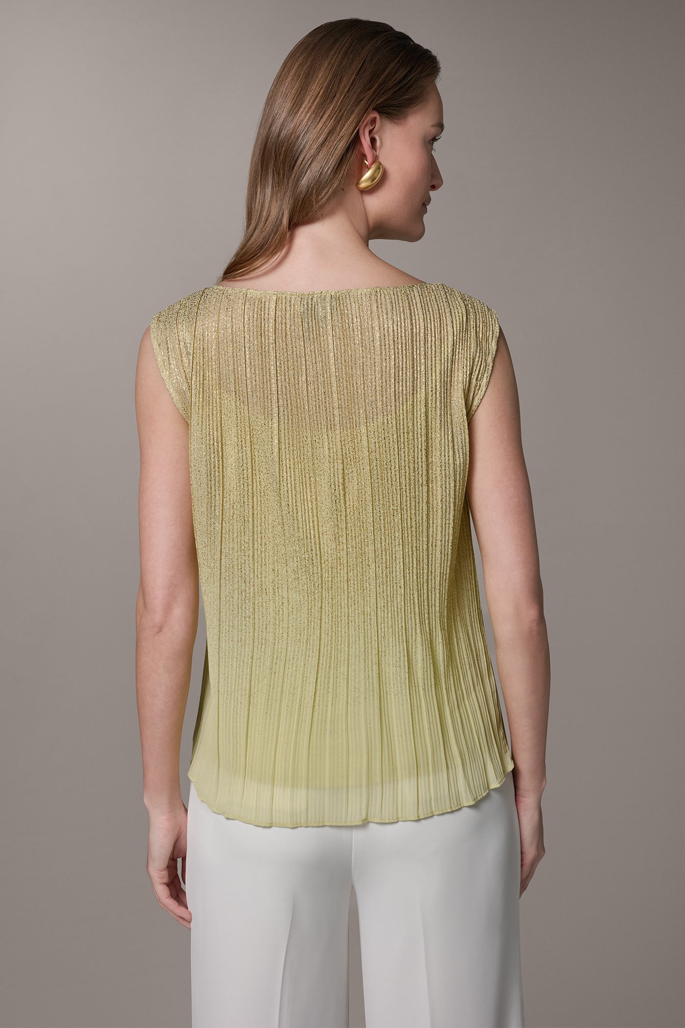 Citrus/Gold SLEEVELESS METALLIC BLOUSE Donna Karan
