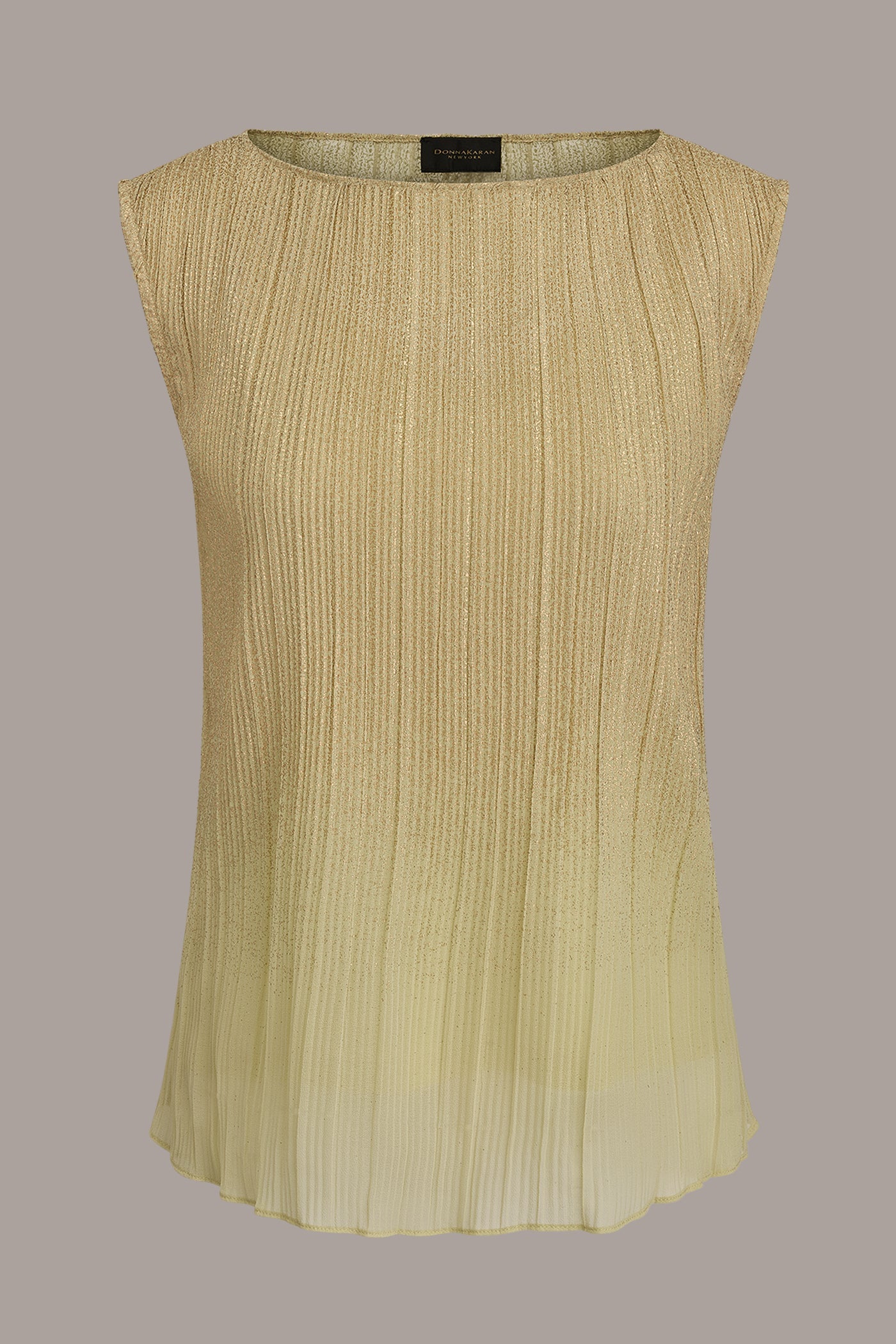 Citrus/Gold SLEEVELESS METALLIC BLOUSE Donna Karan