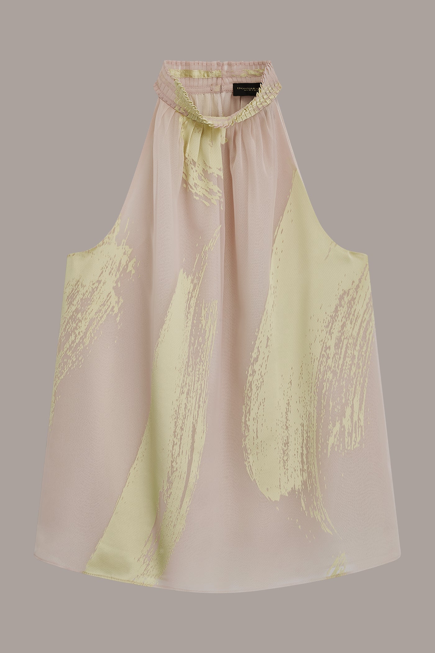 Sisal/Citrus SLEEVELESS METALLIC BRUSHSTROKE BLOUSE Donna Karan
