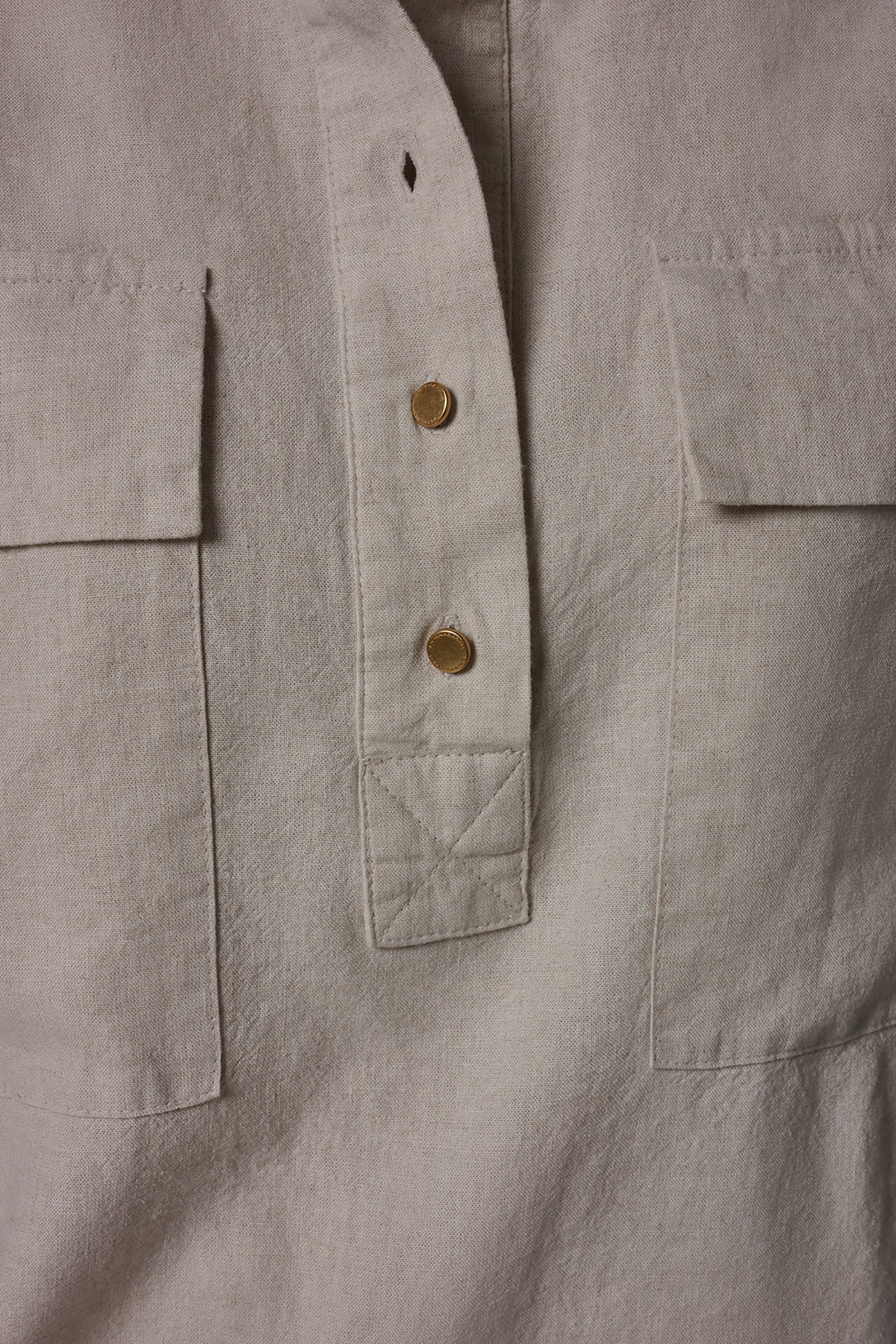 Natural CAP SLEEVE CAMP SHIRT Donna Karan