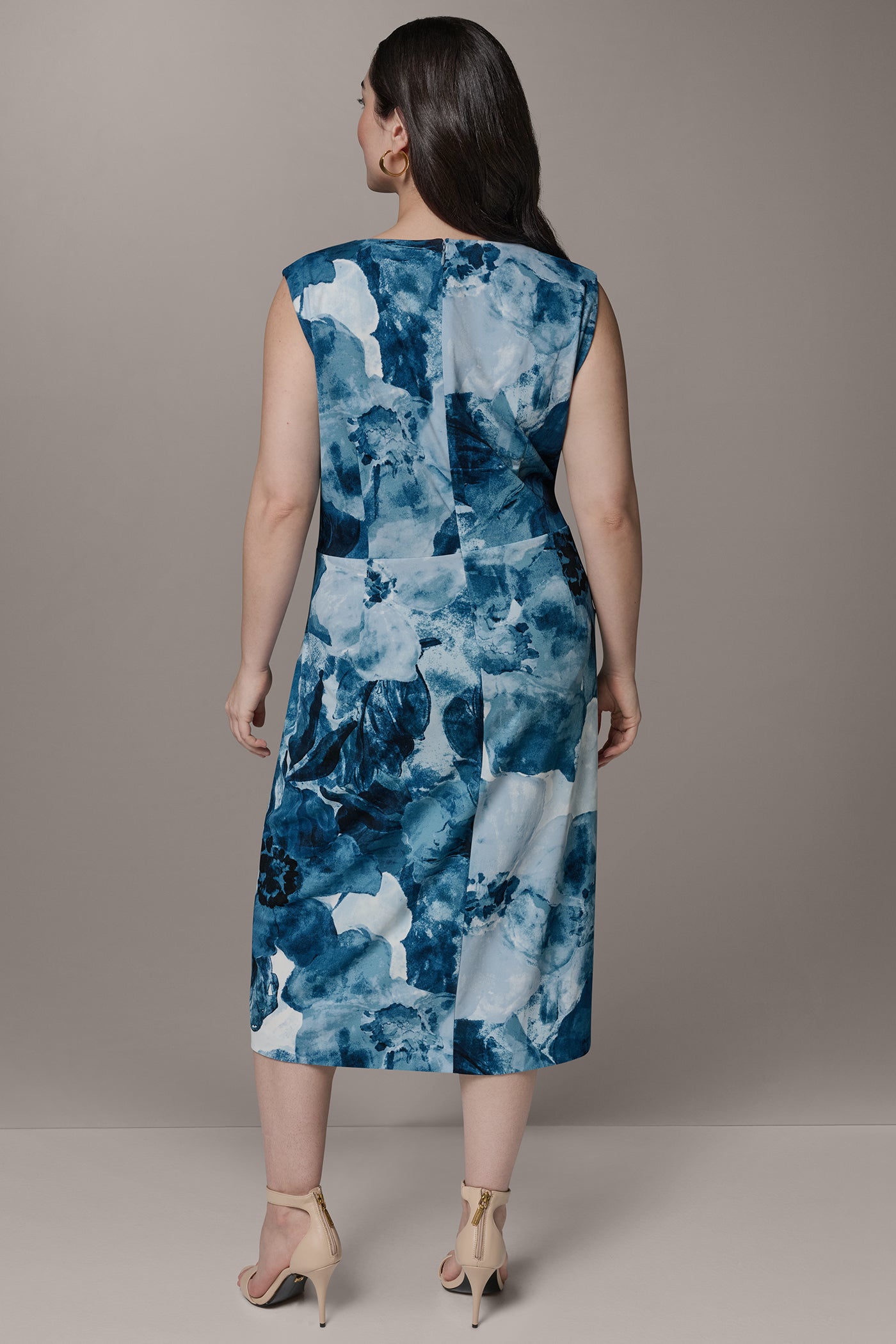 Nightfall Multi SLEEVELESS TWIST WAIST MIDI SHEATH Donna Karan