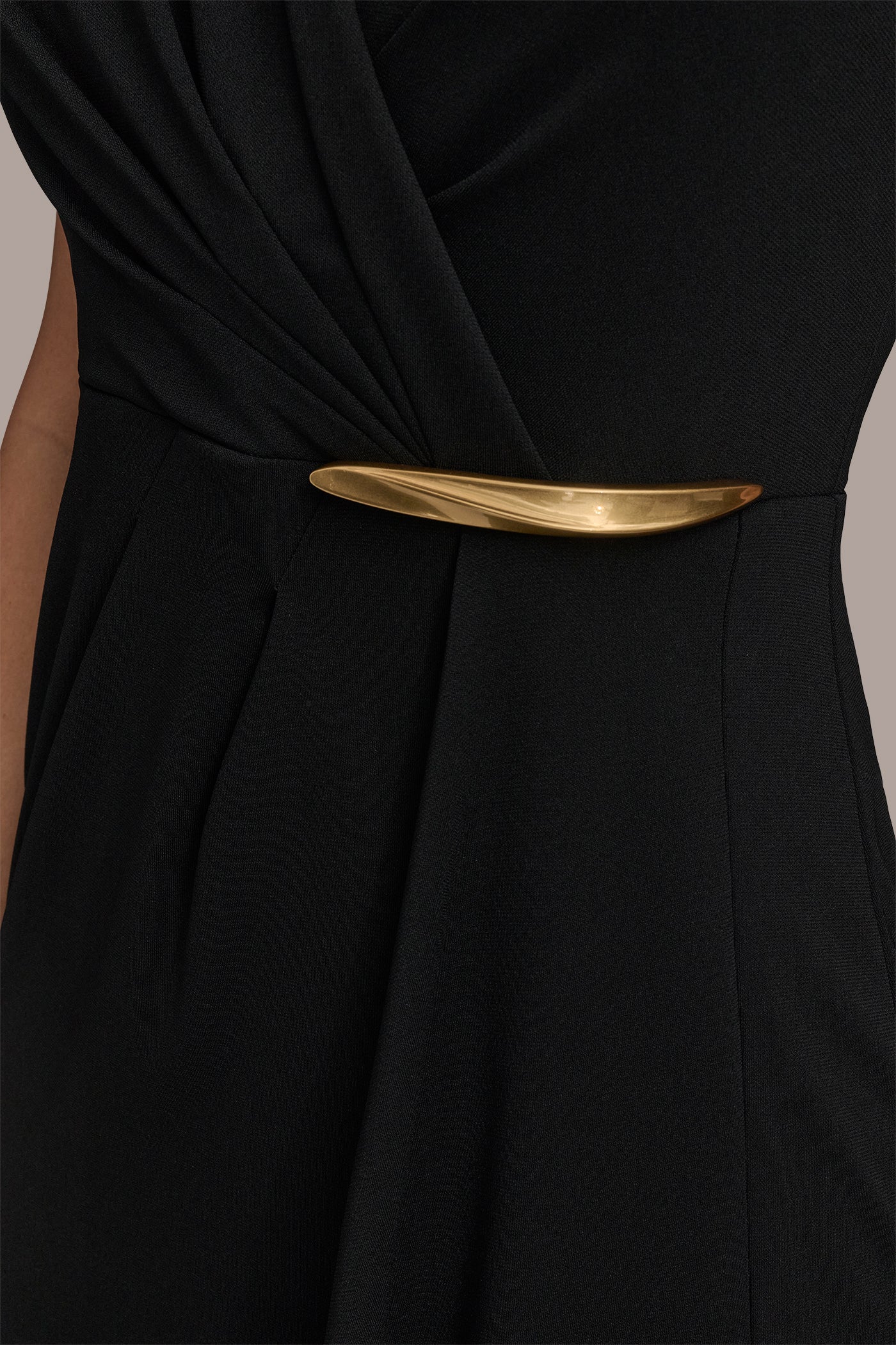 Black SLEEVELESS WRAP RUFFLE MAXI GOWN Donna Karan