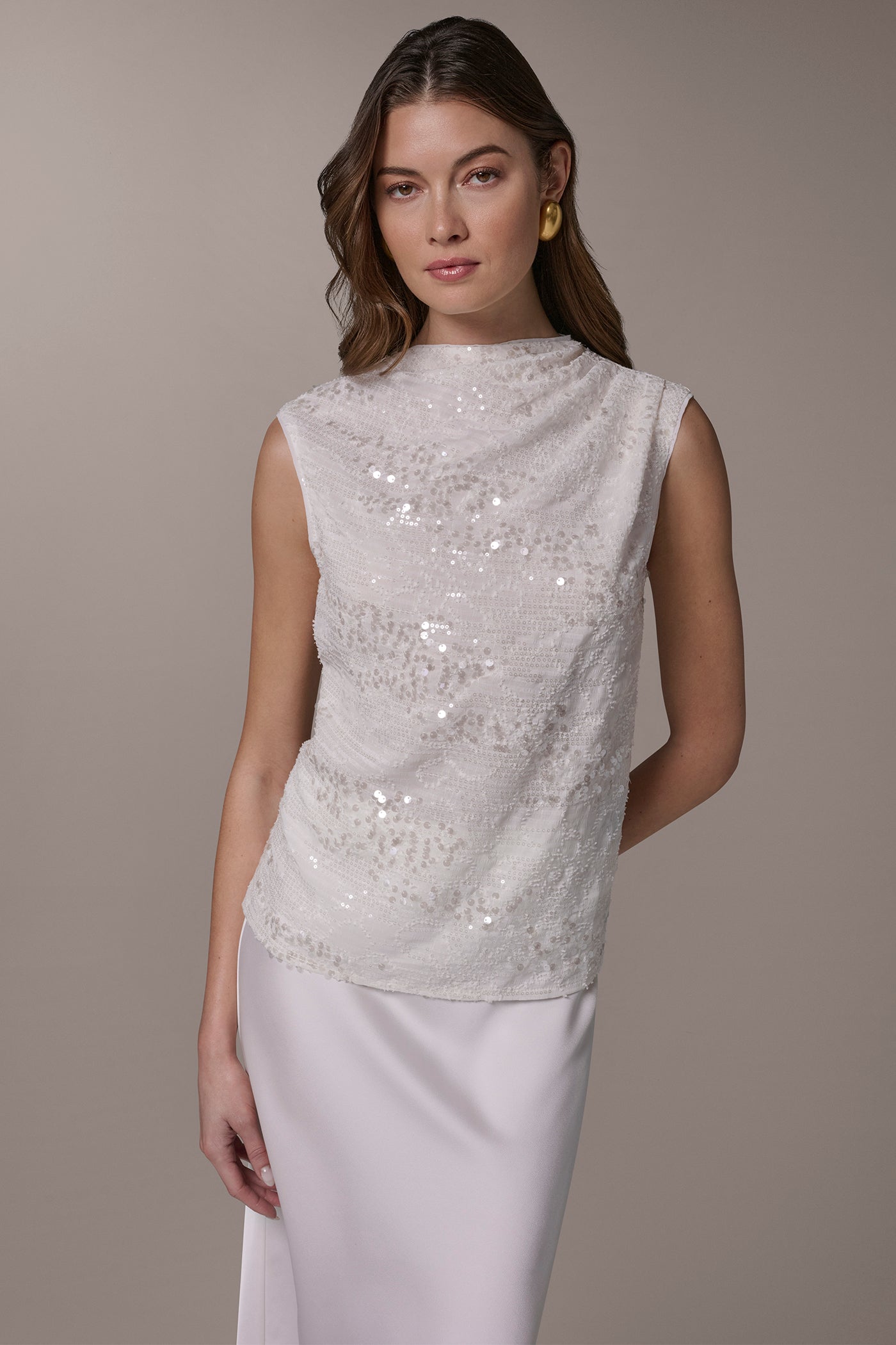 Cream SEQUIN BLOUSE Donna Karan