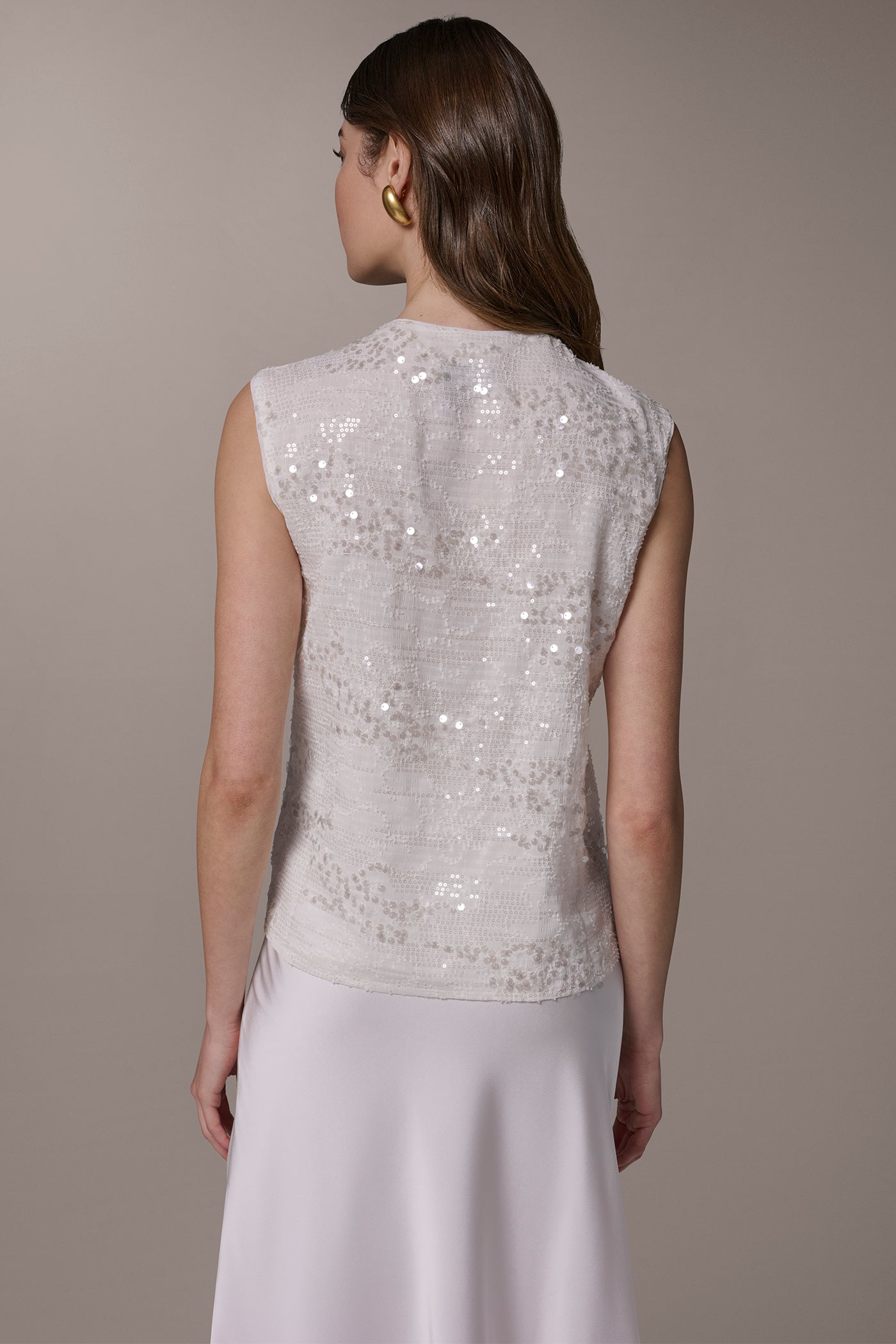 Cream SEQUIN BLOUSE Donna Karan