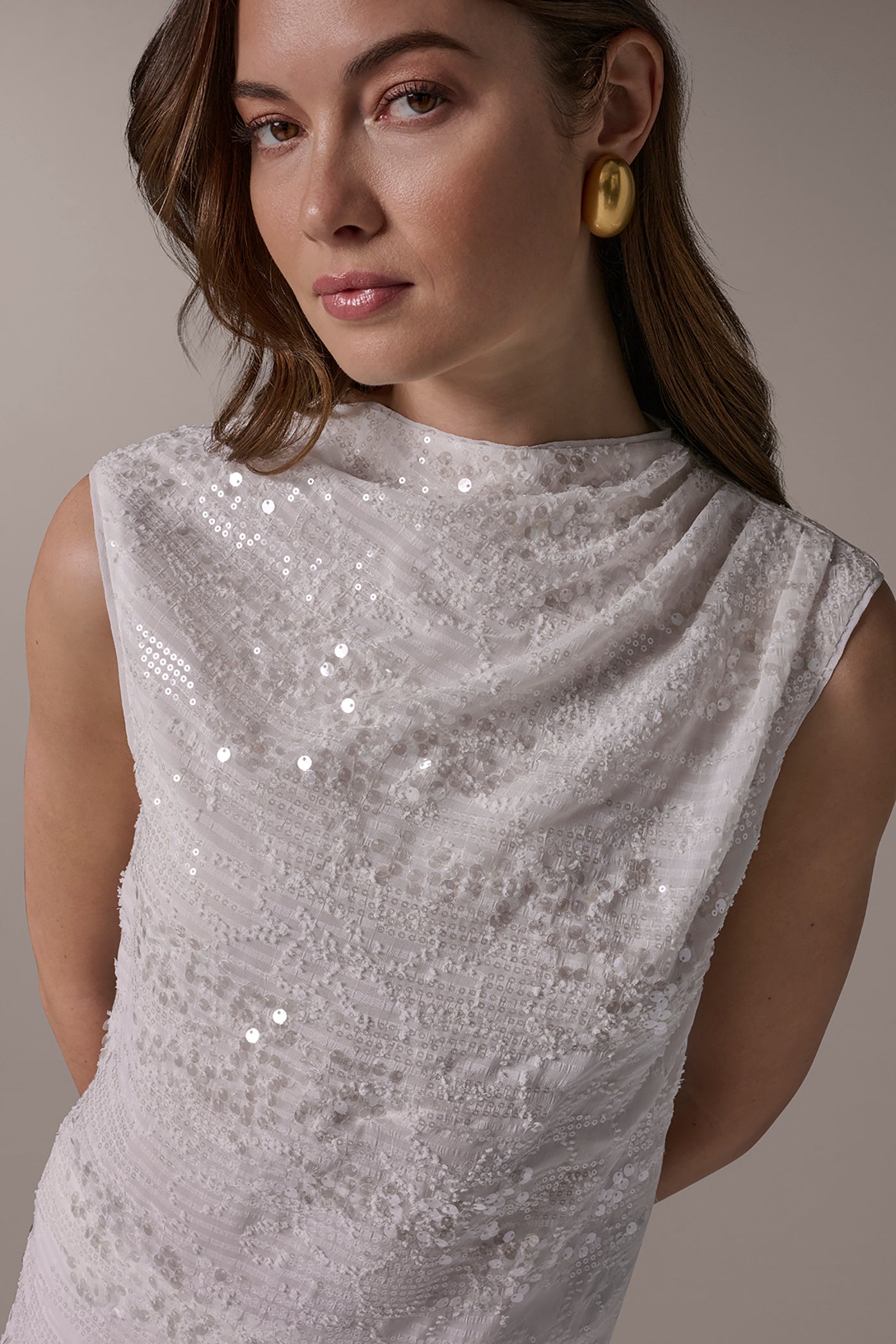 Cream SEQUIN BLOUSE Donna Karan